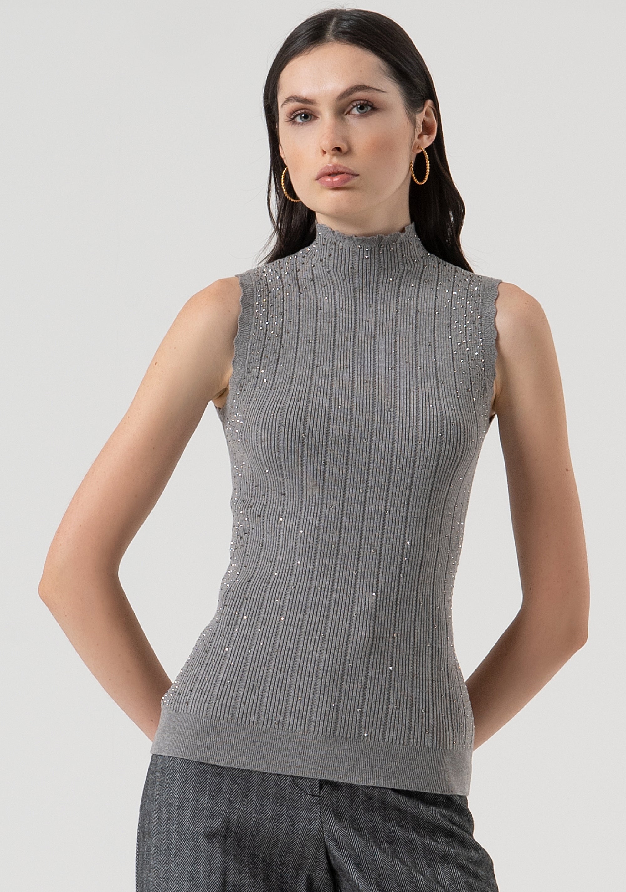 Knitted tank top with ribs Fracomina FR25WT4004K50401-159-1