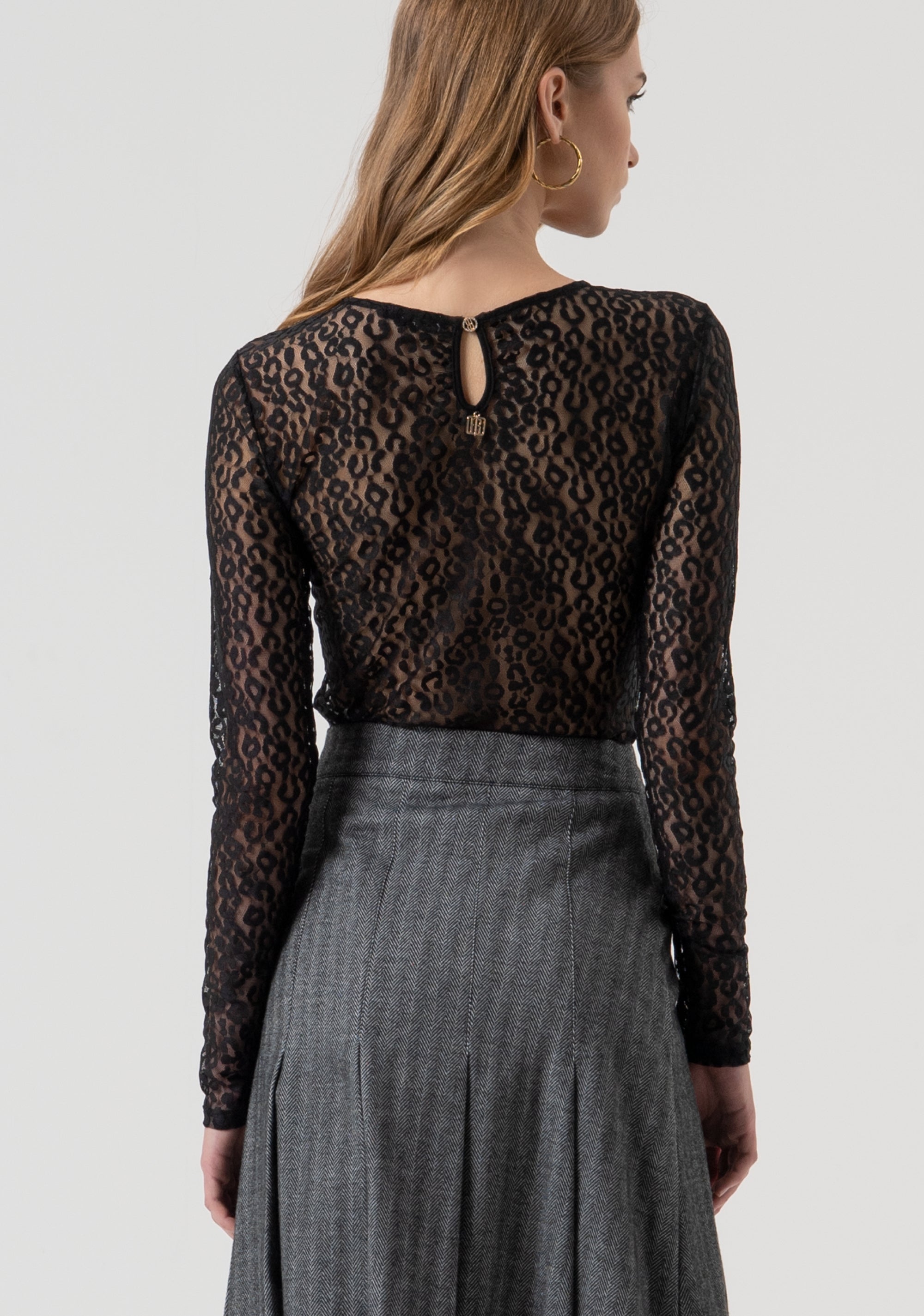 Body slim fit made in animalier effect lace Fracomina FR25WT5002J412G1-053-3