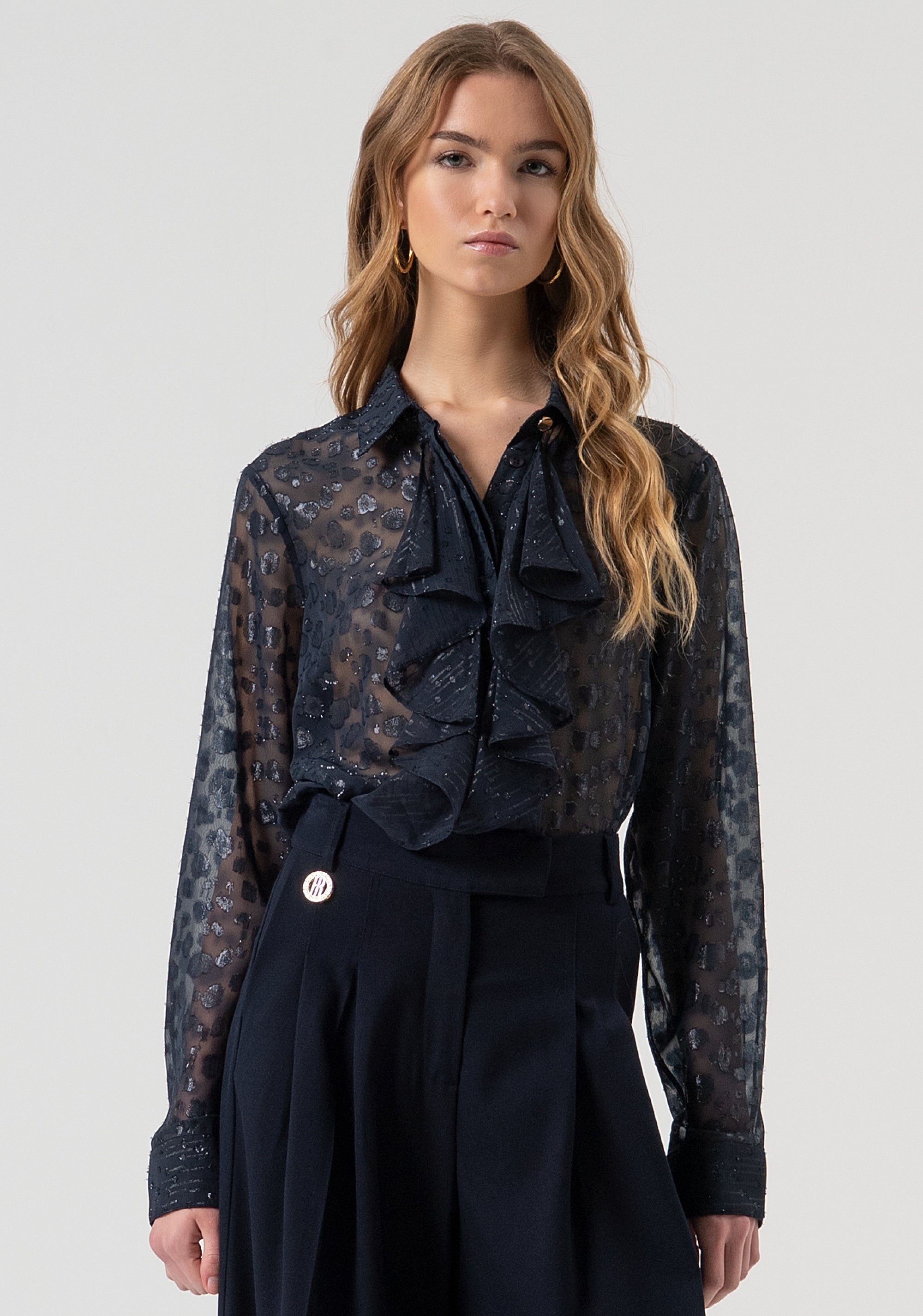 Shirt regular fit made in animalier fabric with devorè effect Fracomina FR25WT6009W406F8-117-1