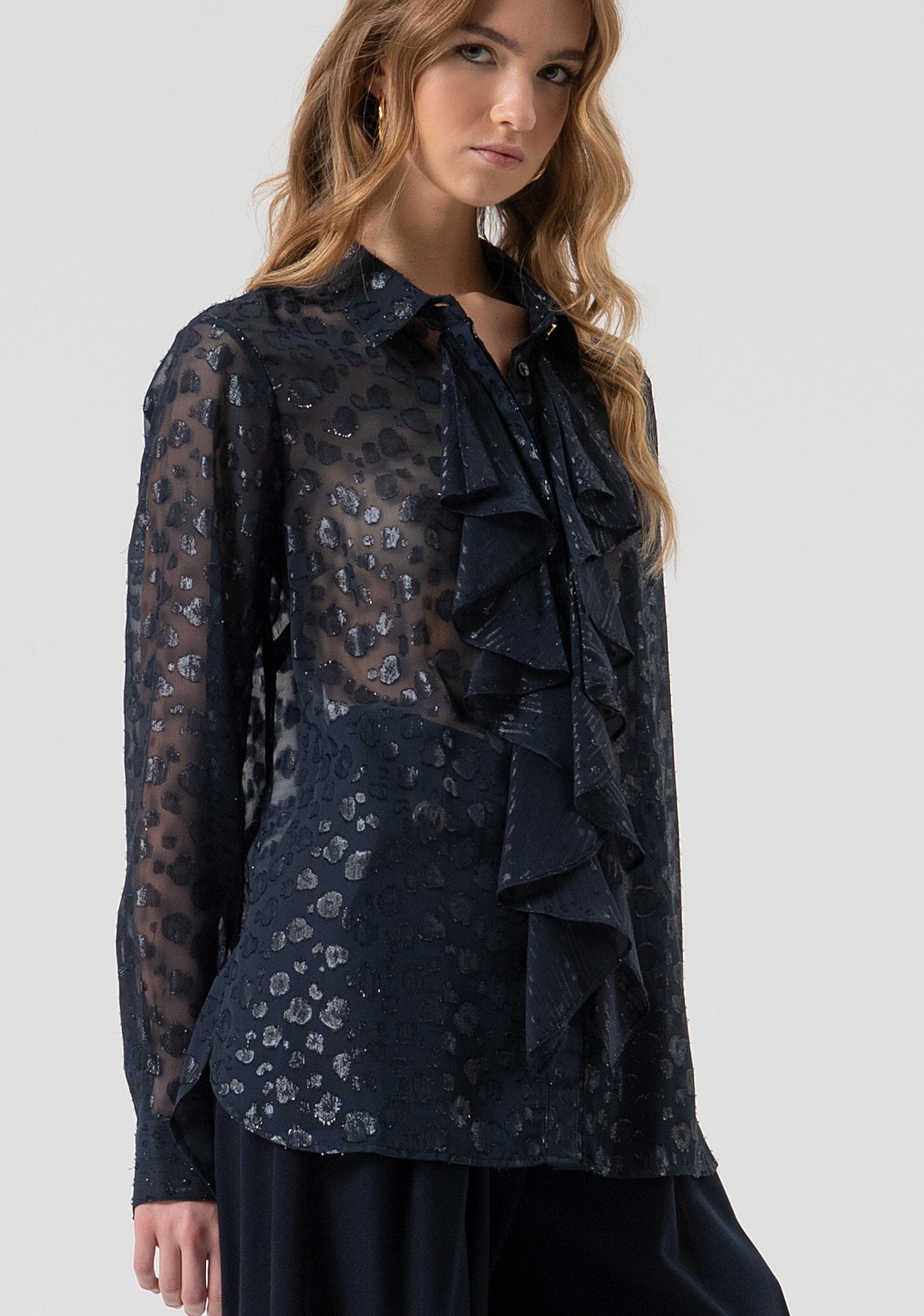 Shirt regular fit made in animalier fabric with devorè effect Fracomina FR25WT6009W406F8-117-3