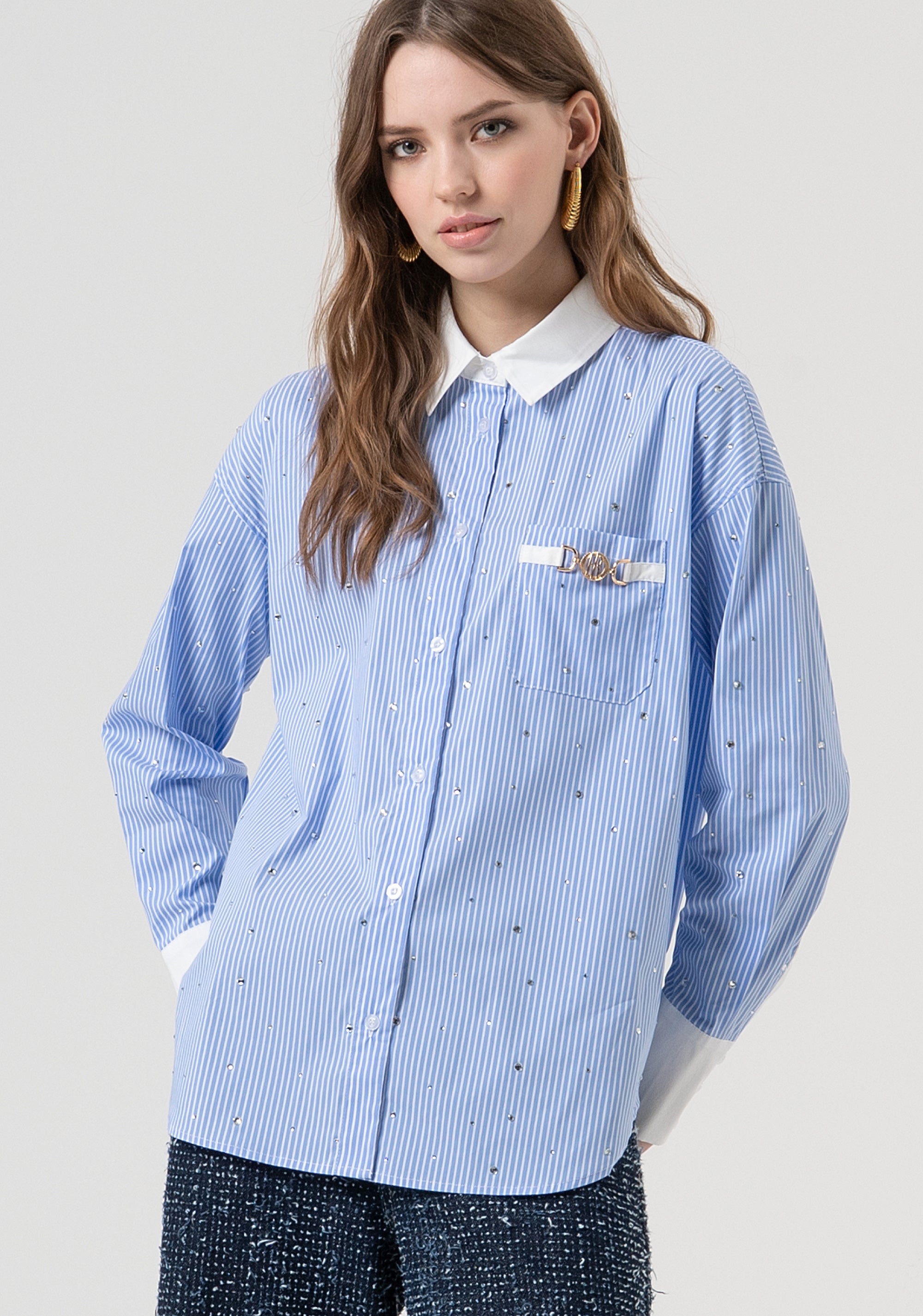 Shirt over fit with stripes Fracomina FR25WT6011W520N8-283-1