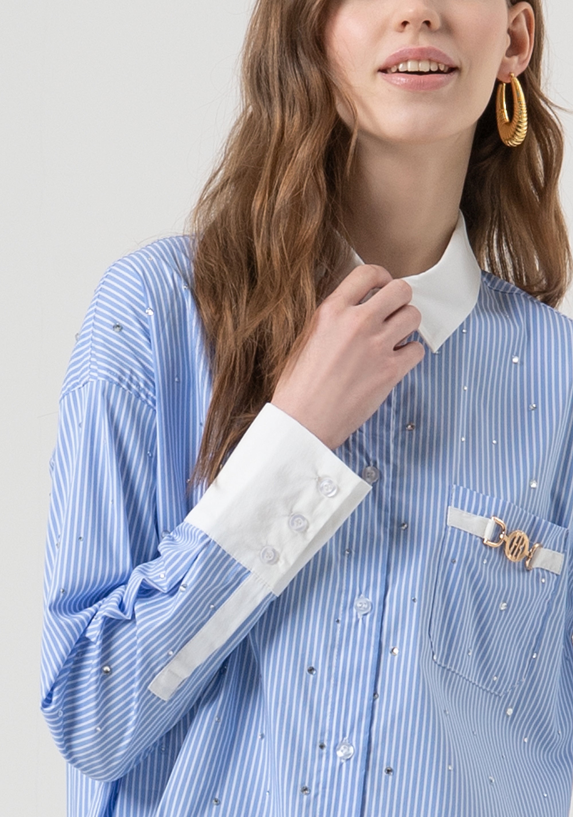 Shirt over fit with stripes Fracomina FR25WT6011W520N8-283-2