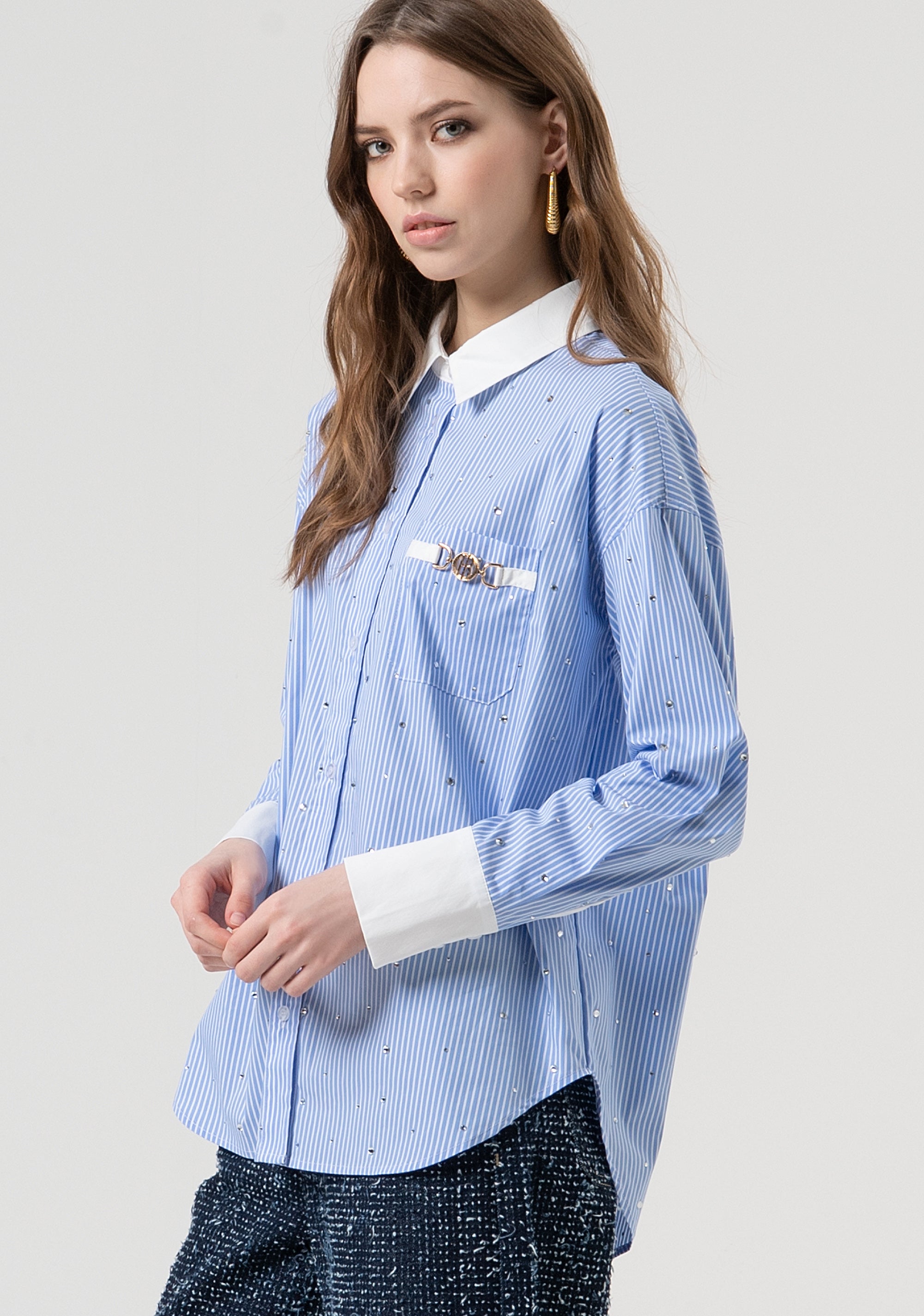 Shirt over fit with stripes Fracomina FR25WT6011W520N8-283-4