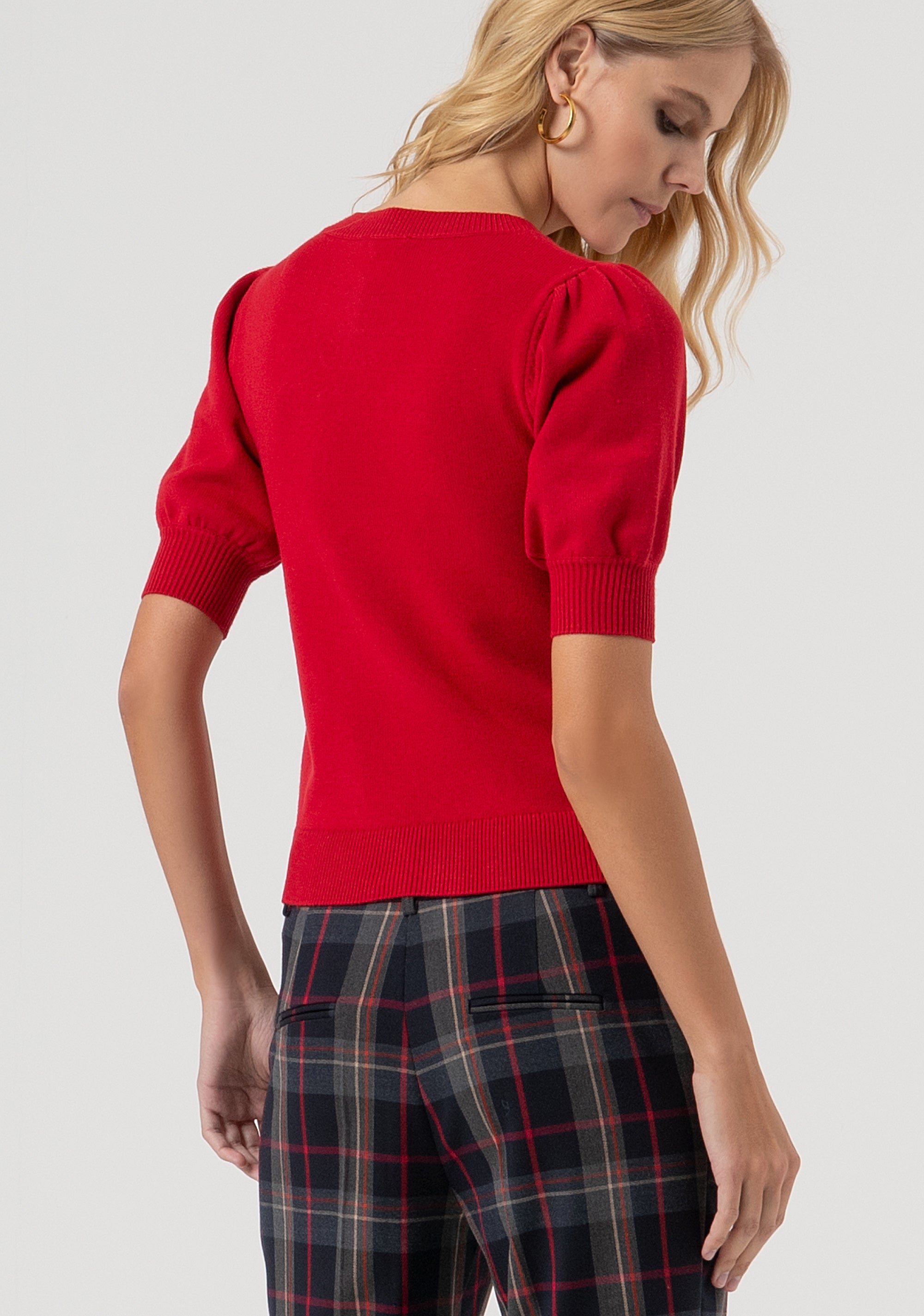 Knitwear slim fit with short puffball sleeves Fracomina FR25WT7019K55601-T51-4