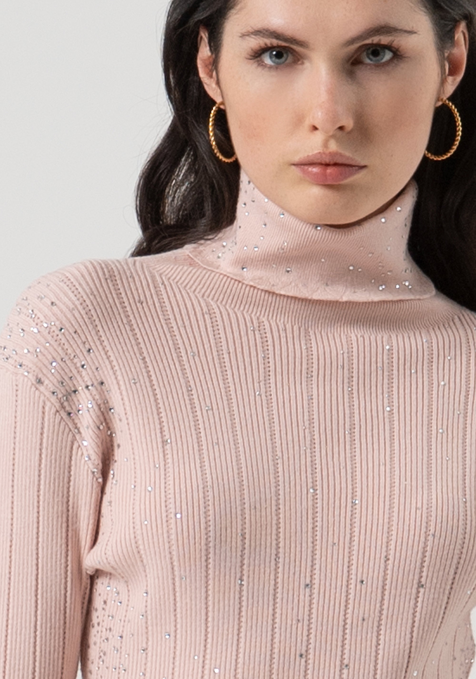 Knitwear slim fit with ribs and strasses Fracomina FR25WT7030K50401-Q93-2