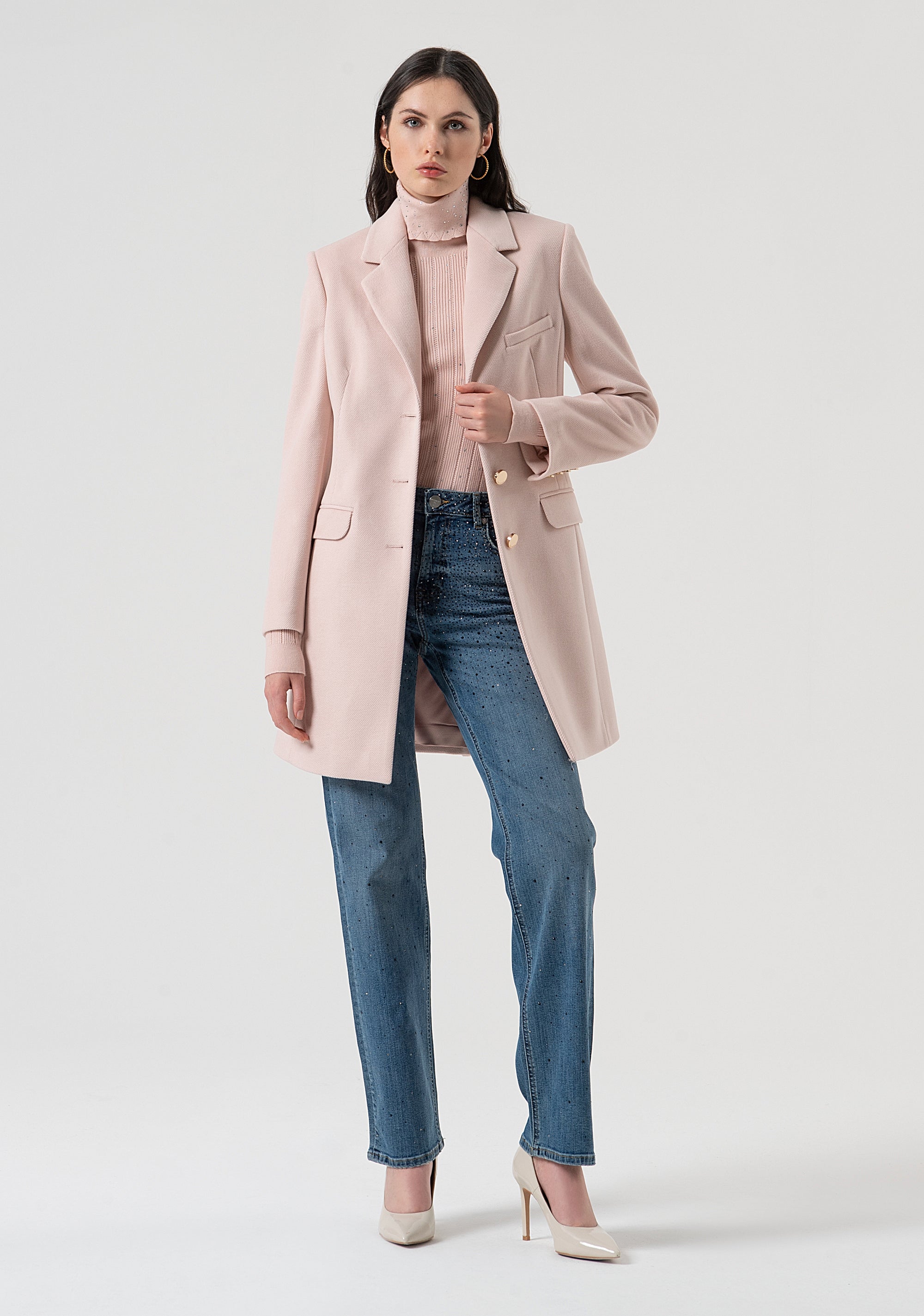 Knitwear slim fit with ribs and strasses Fracomina FR25WT7030K50401-Q93-4