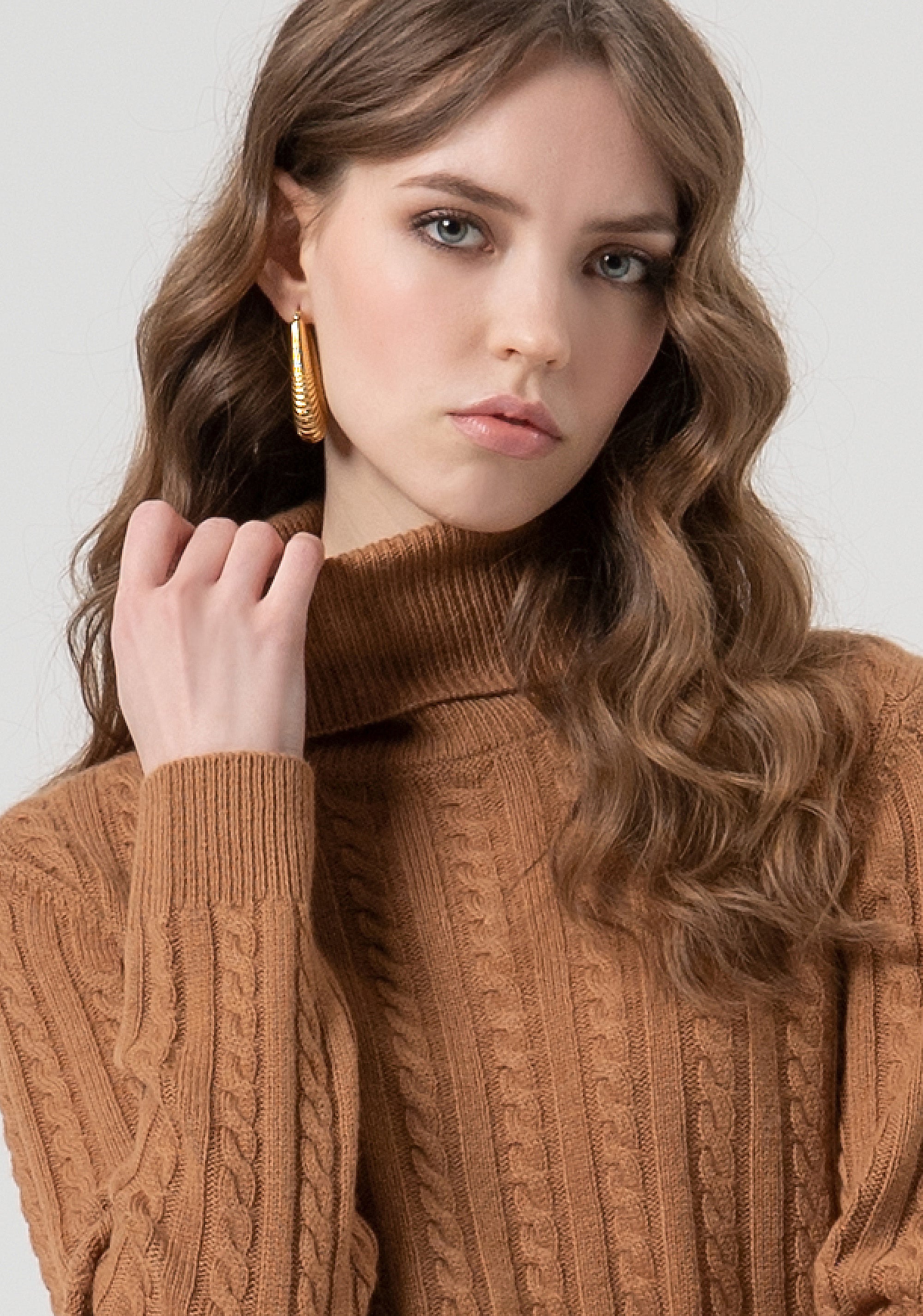 Knitwear regular fit with plaits and made in wool and cachemire Fracomina FR25WT7032K53201-E44-2