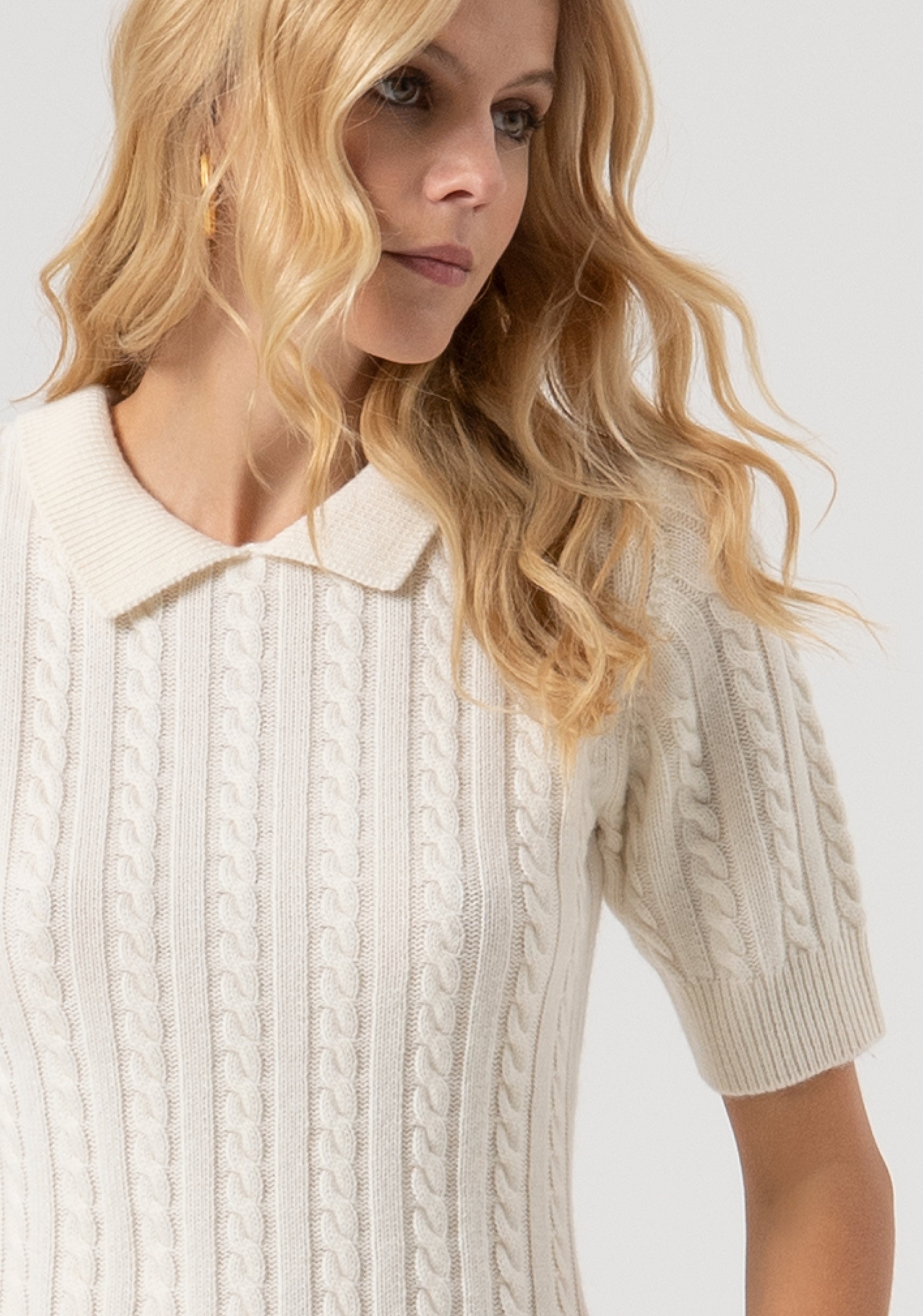 Knitwear slim fit with plaits and made in wool and cachemire Fracomina FR25WT7033K53201-108-2