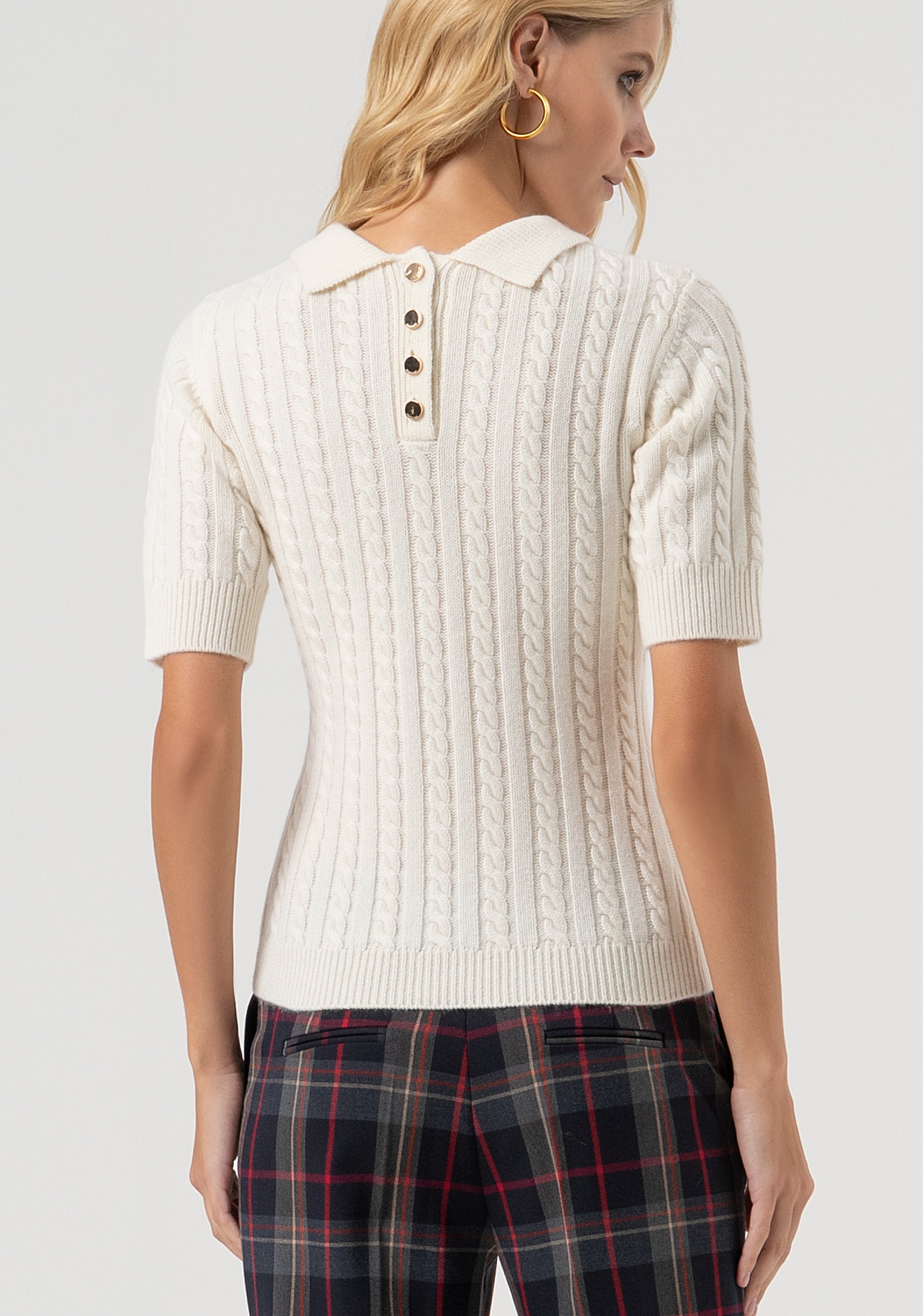 Knitwear slim fit with plaits and made in wool and cachemire Fracomina FR25WT7033K53201-108-4