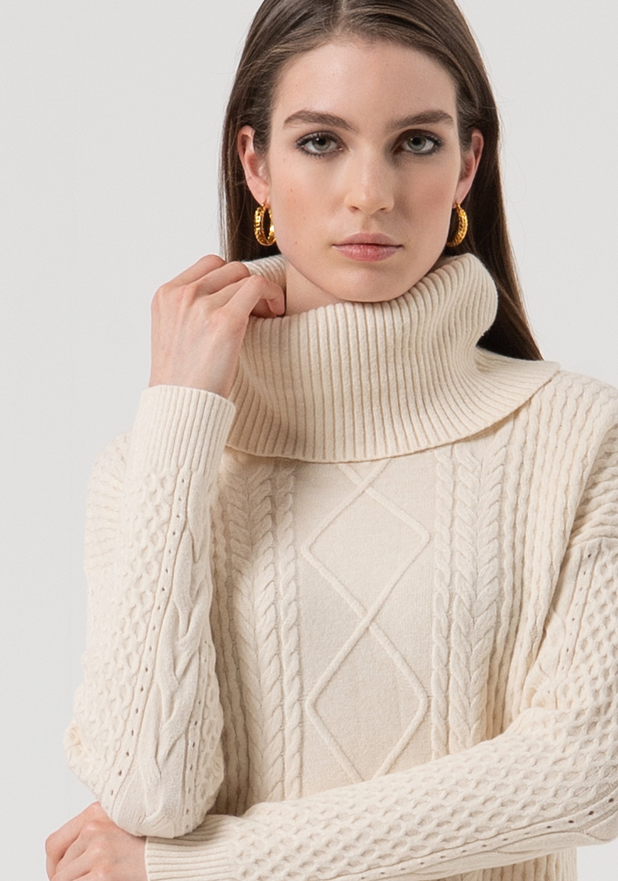Knitwear loose fit with plaits Fracomina FR25WT7035K50201-508-2