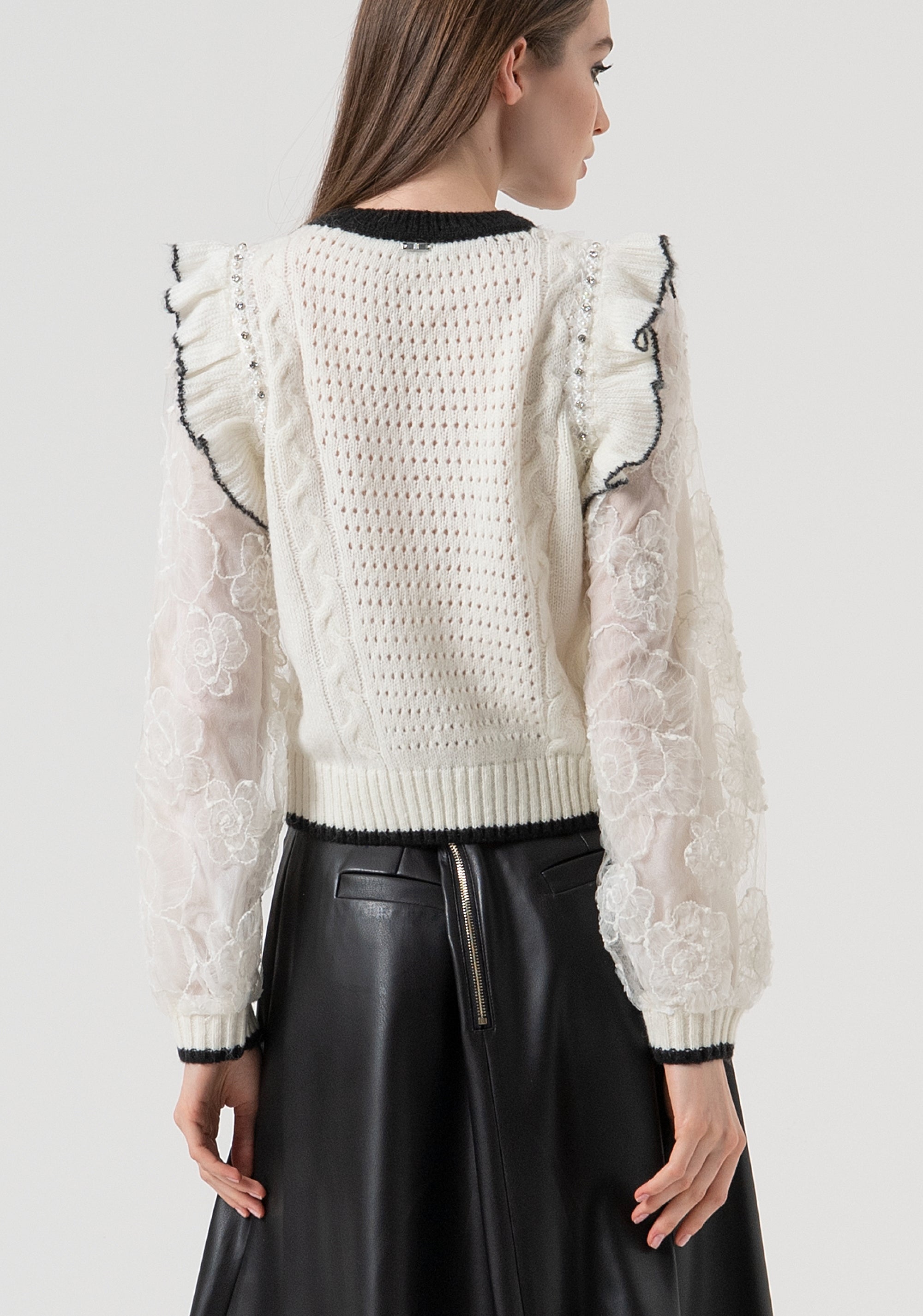 Knitwear regular fit with plaits and overlock Fracomina FR25WT7040K552E5-108-4