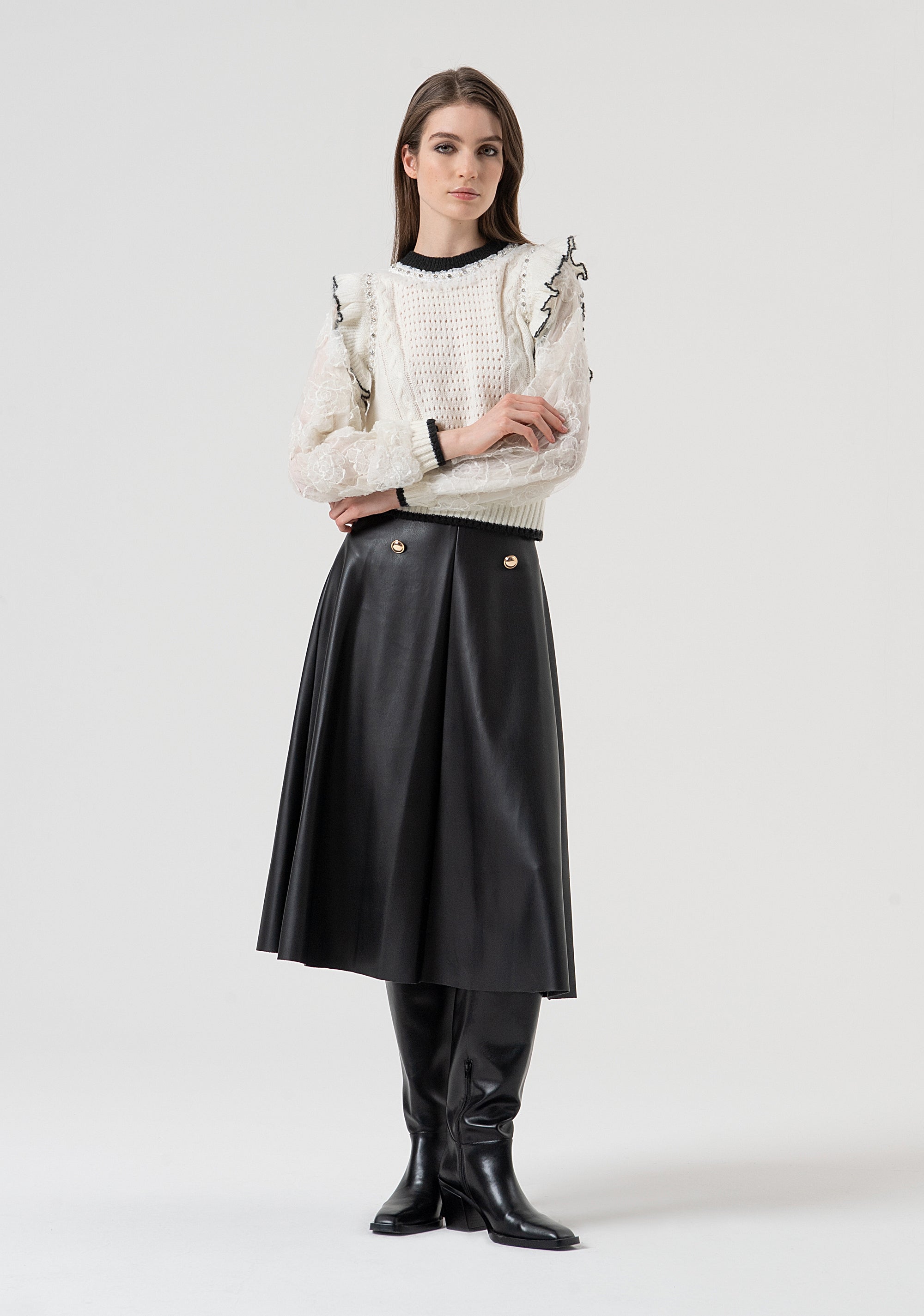 Knitwear regular fit with plaits and overlock Fracomina FR25WT7040K552E5-108-5