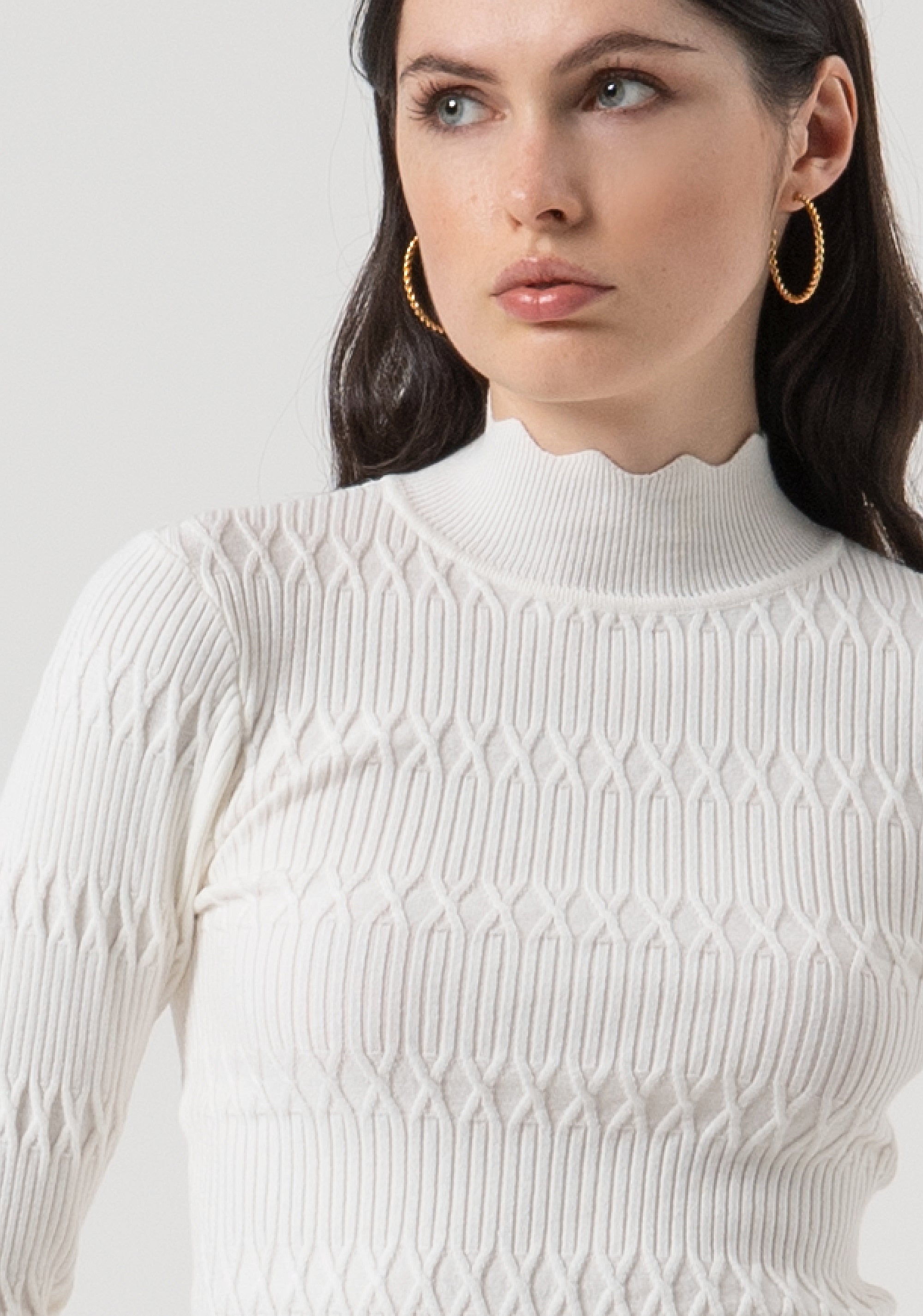 Knitwear slim fit with diamond shape stitch Fracomina FR25WT7042K50401-108-2