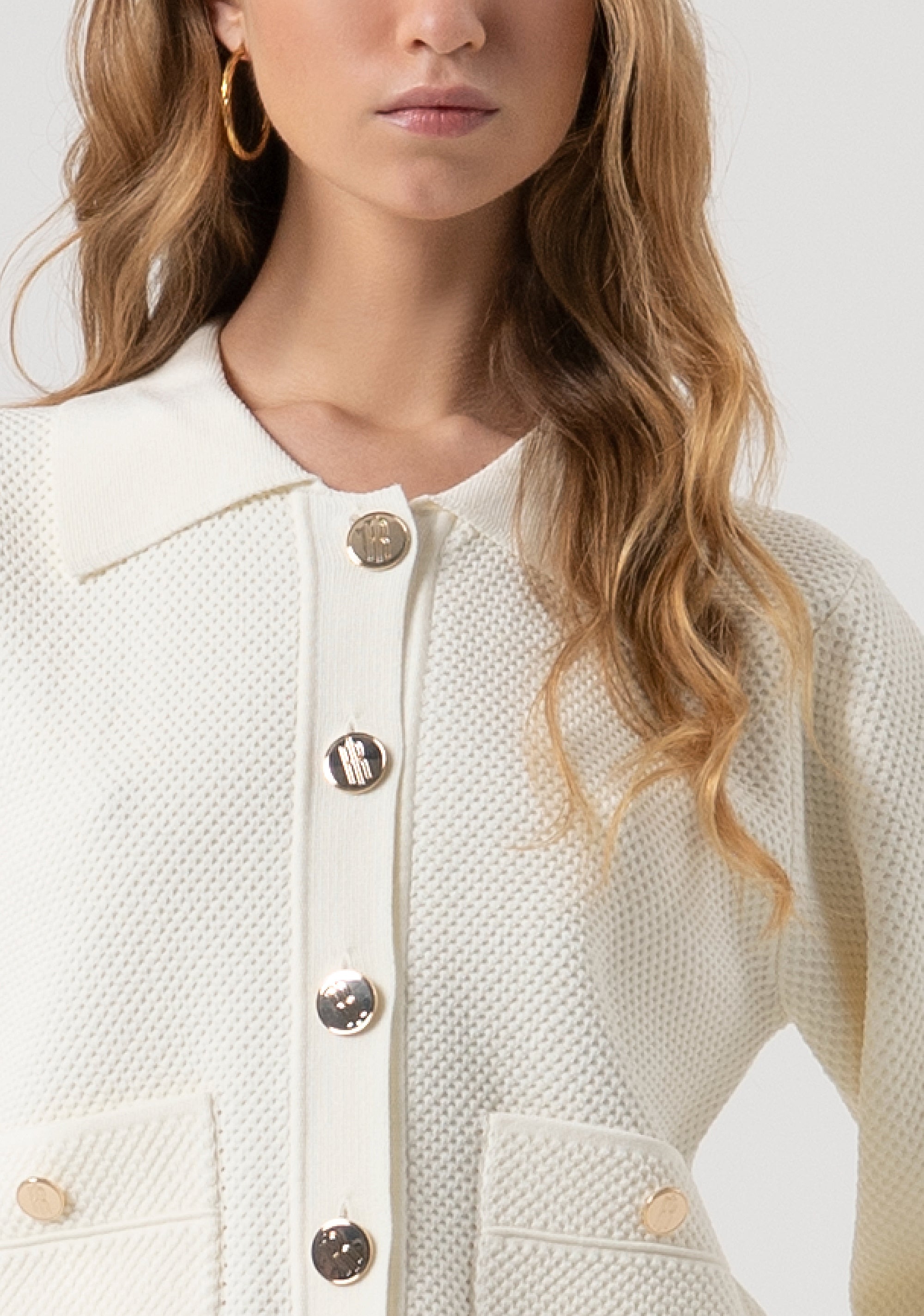 Knitted jacket regular fit with moss stitch Fracomina FR25WT8017K55301-108-2