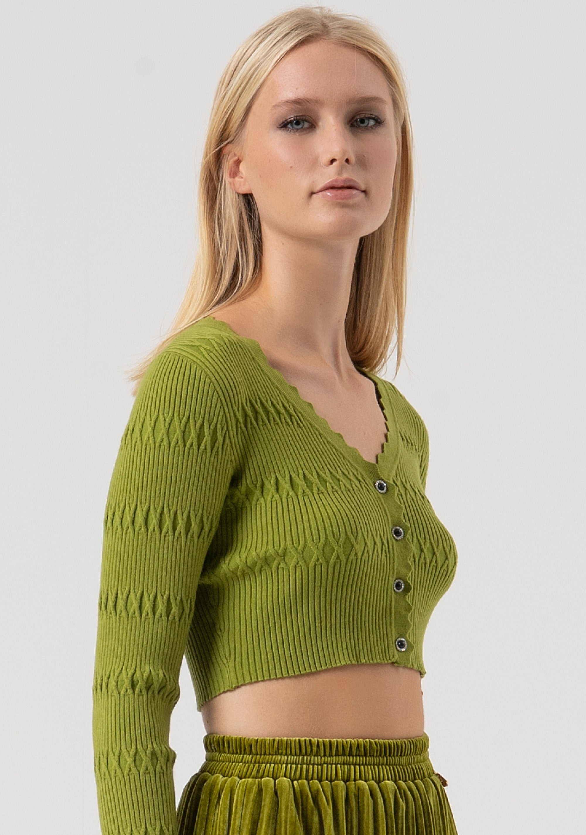 Cardigan slim fit cropped with ribs Fracomina FR25WT8018K50401-813-2