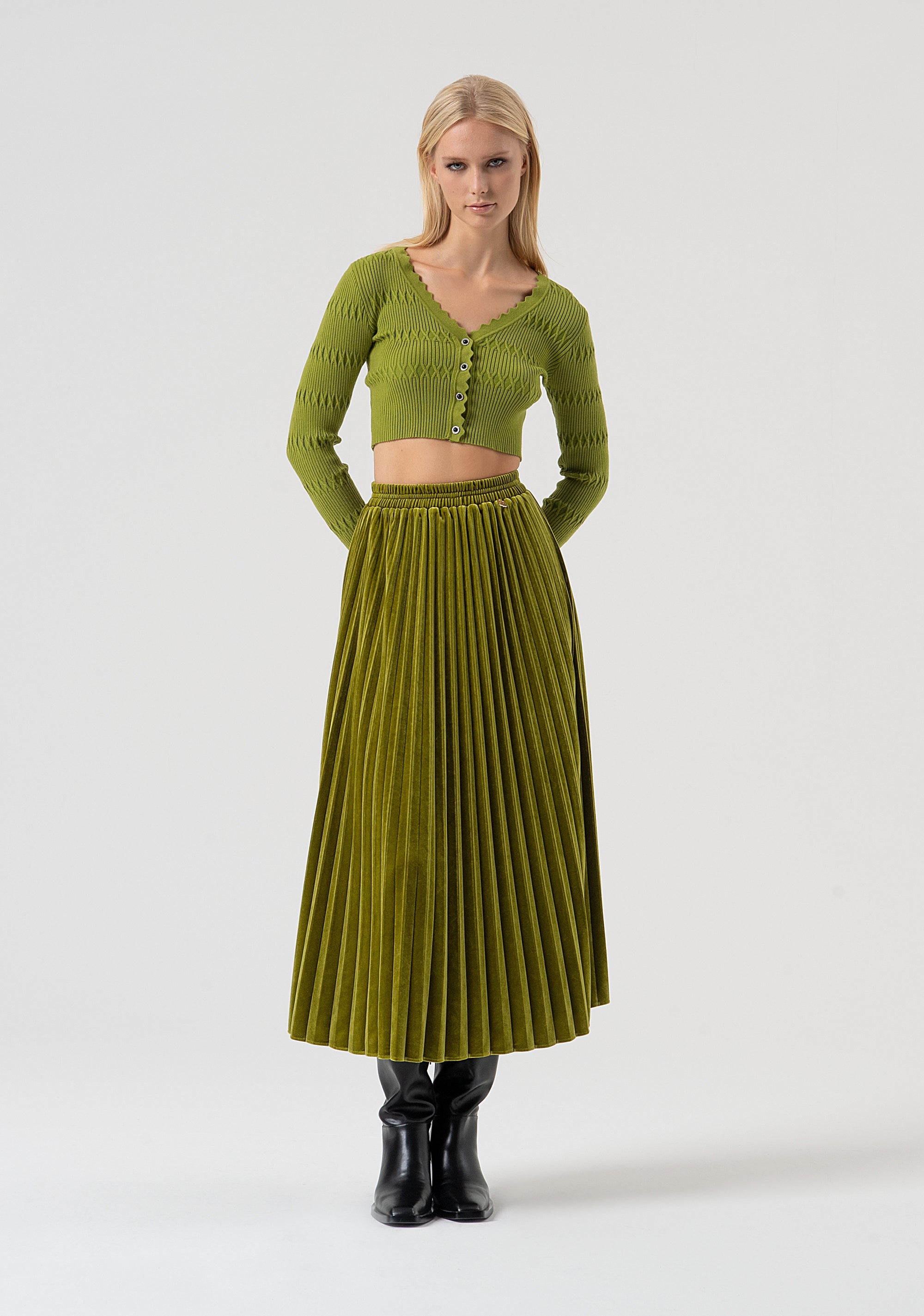 Cardigan slim fit cropped with ribs Fracomina FR25WT8018K50401-813-4