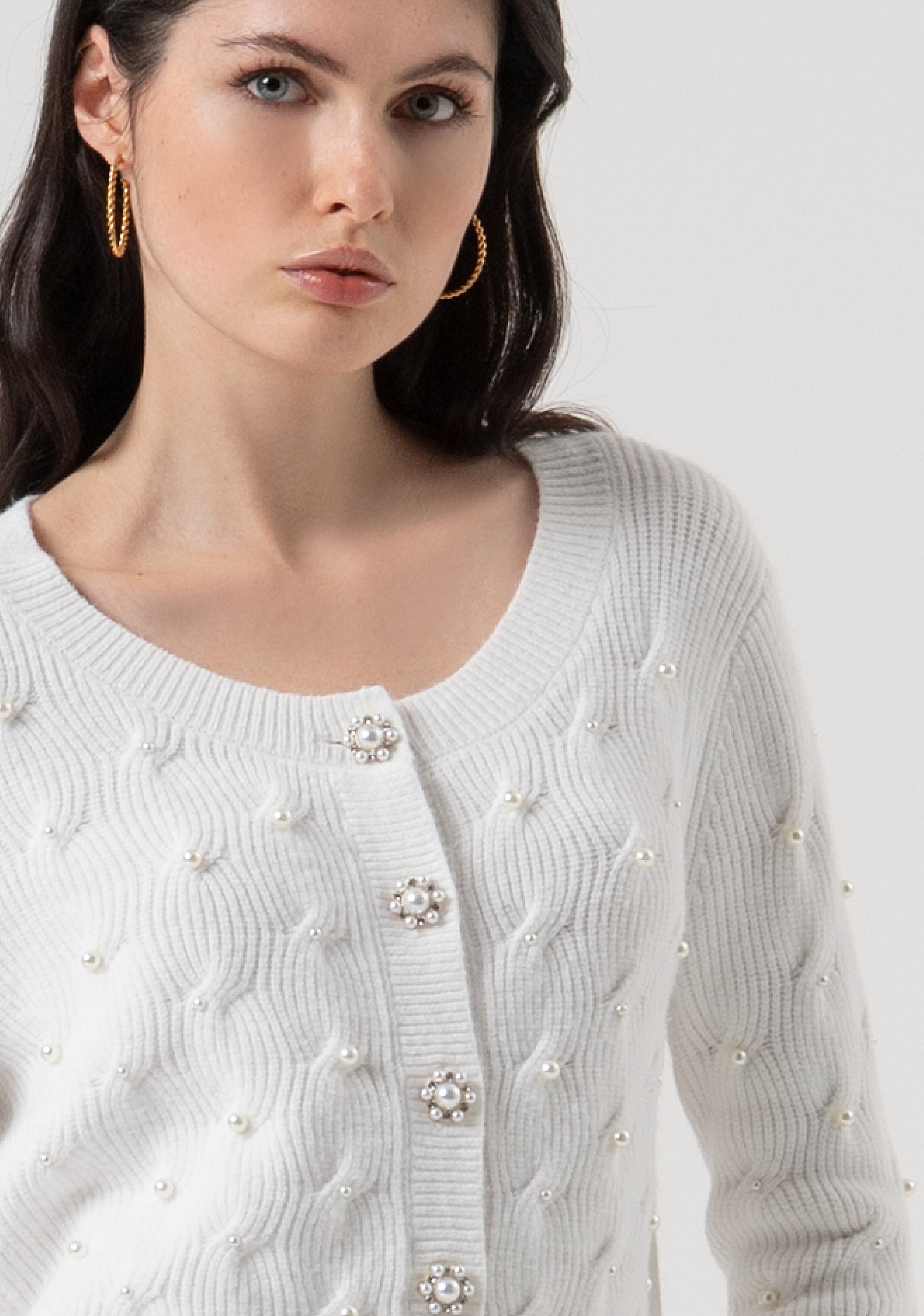 Cardigan regular fit with plaits Fracomina FR25WT8021K502R9-108-2