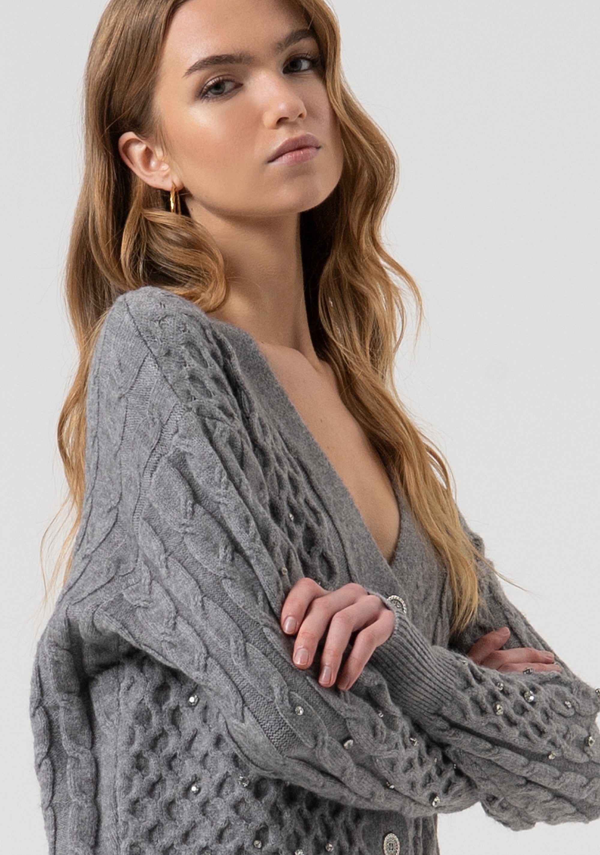 Cardigan regular fit with plaits Fracomina FR25WT8022K47101-159-2