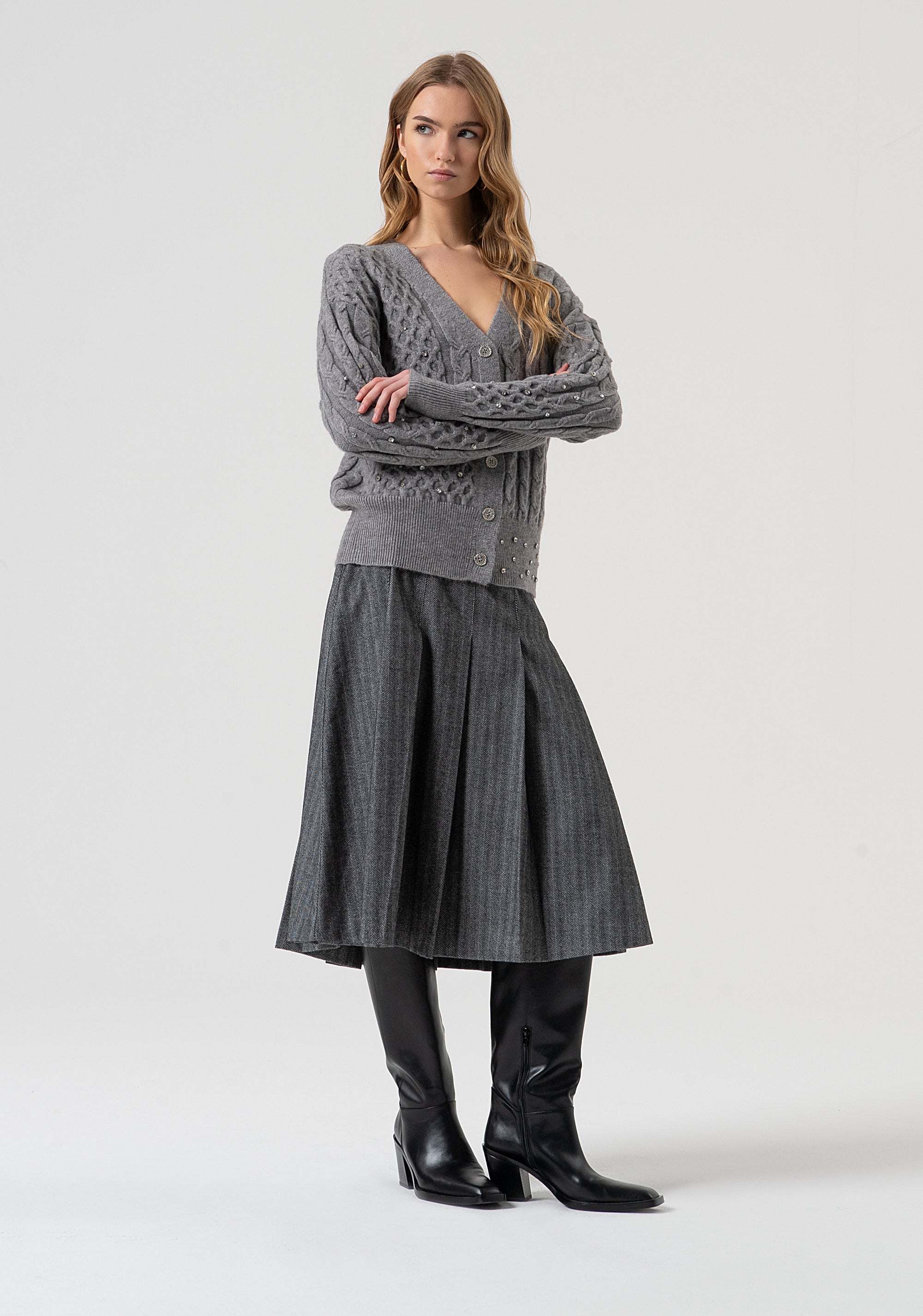 Cardigan regular fit with plaits Fracomina FR25WT8022K47101-159-4