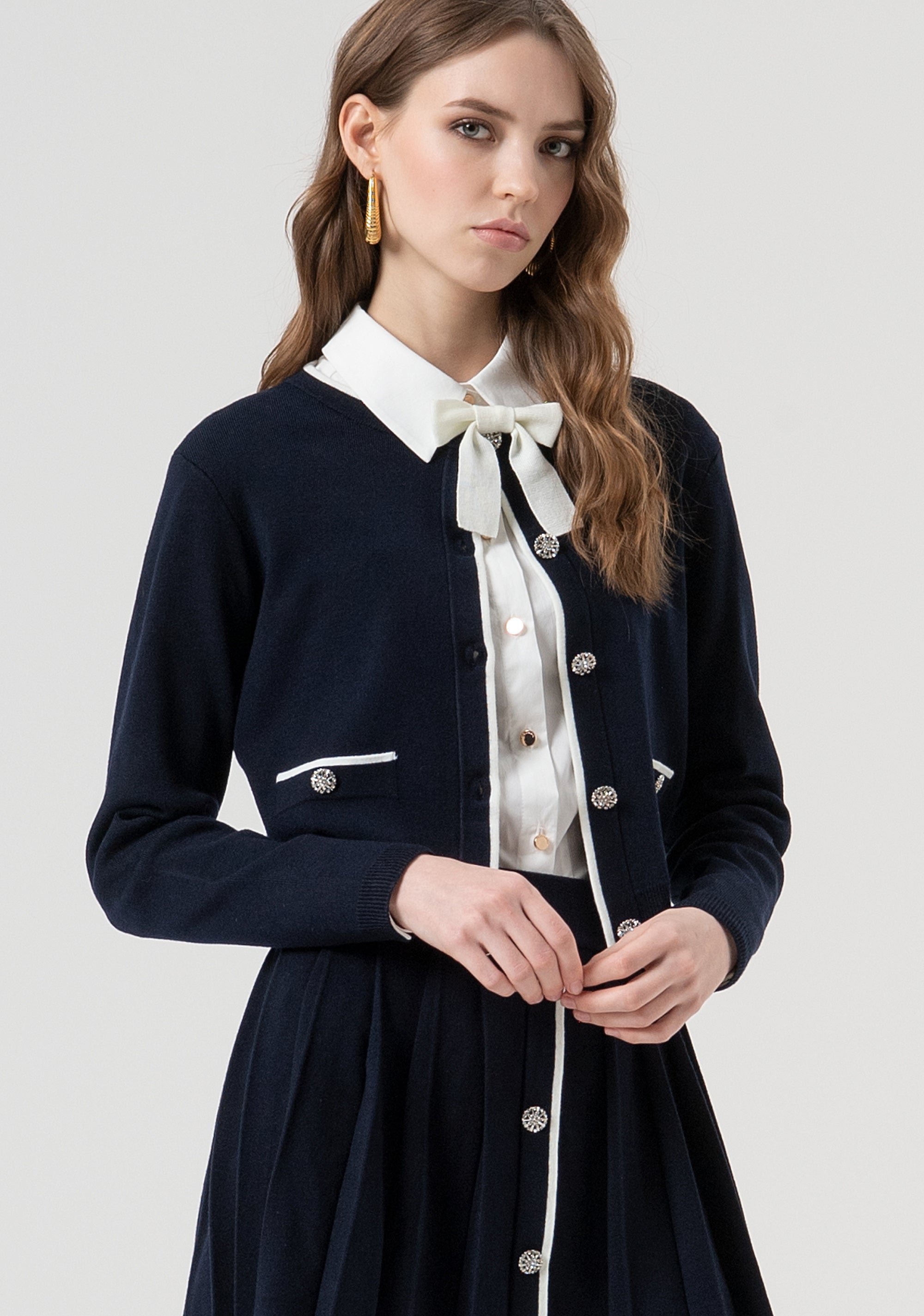 Cardigan regular fit with jewel buttons for opening Fracomina FR25WT8023K45601-968-2