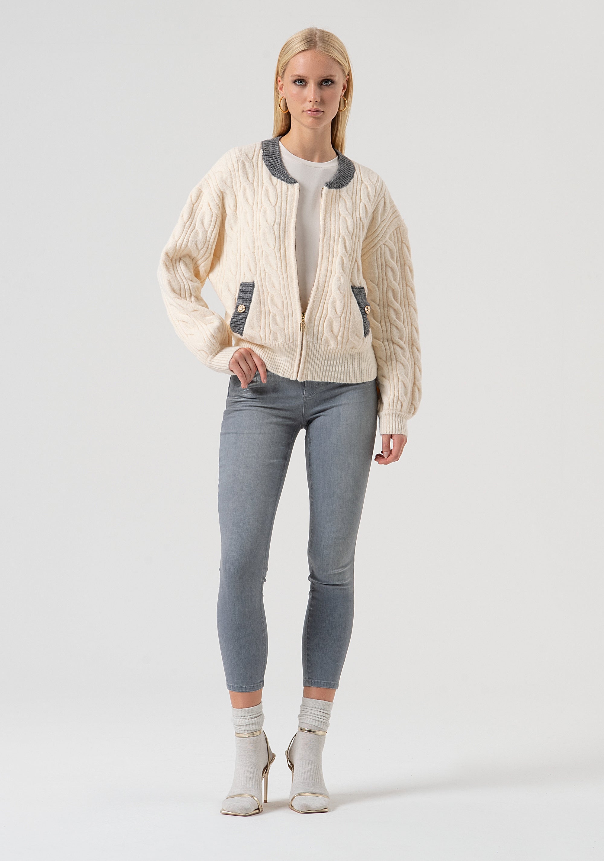 Bomber jacket regular fit with plaits Fracomina FR25WT8031K55401-T56-5