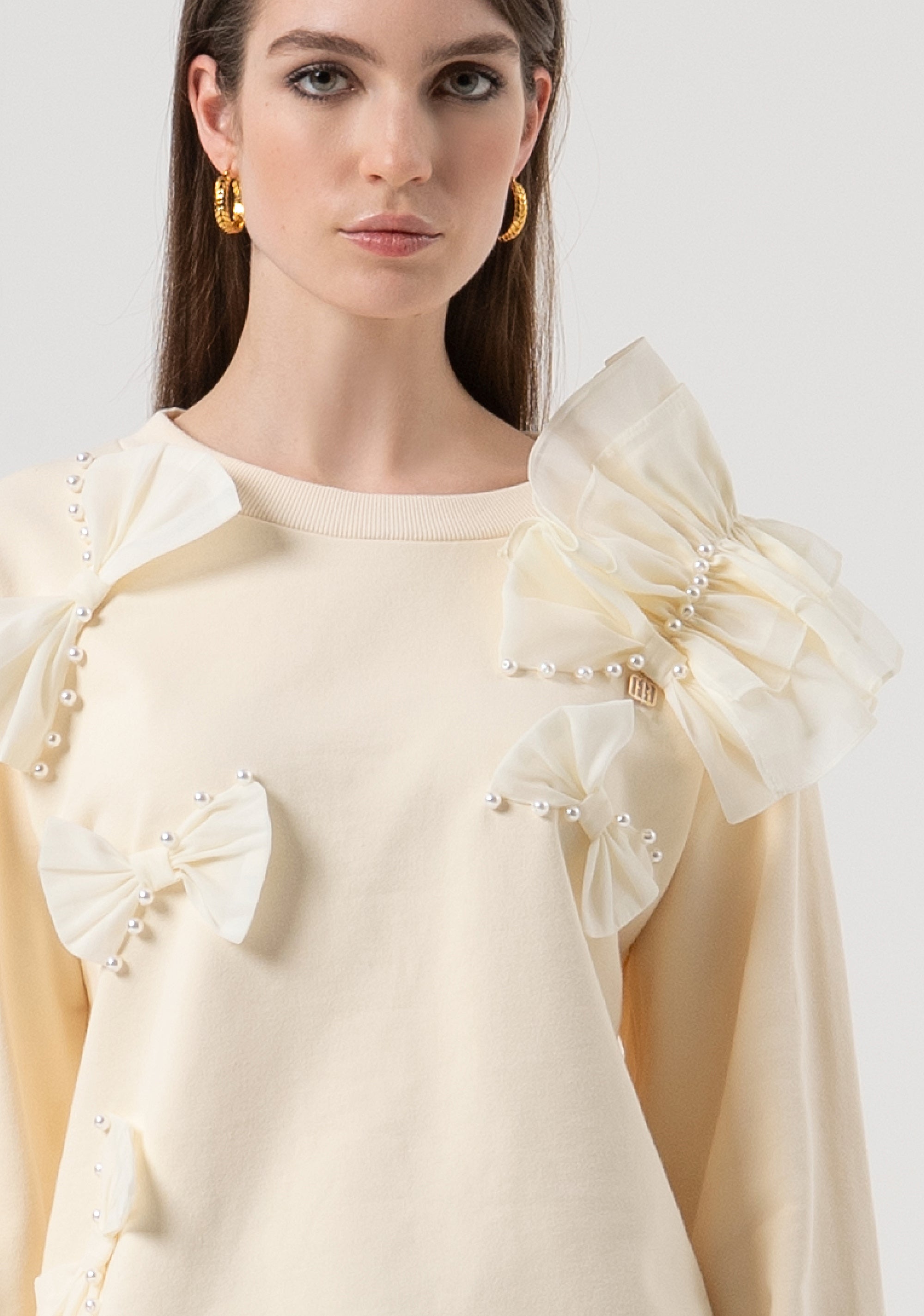 Sweater regular fit with bows applied Fracomina FR25WT9007F401R9-508-2