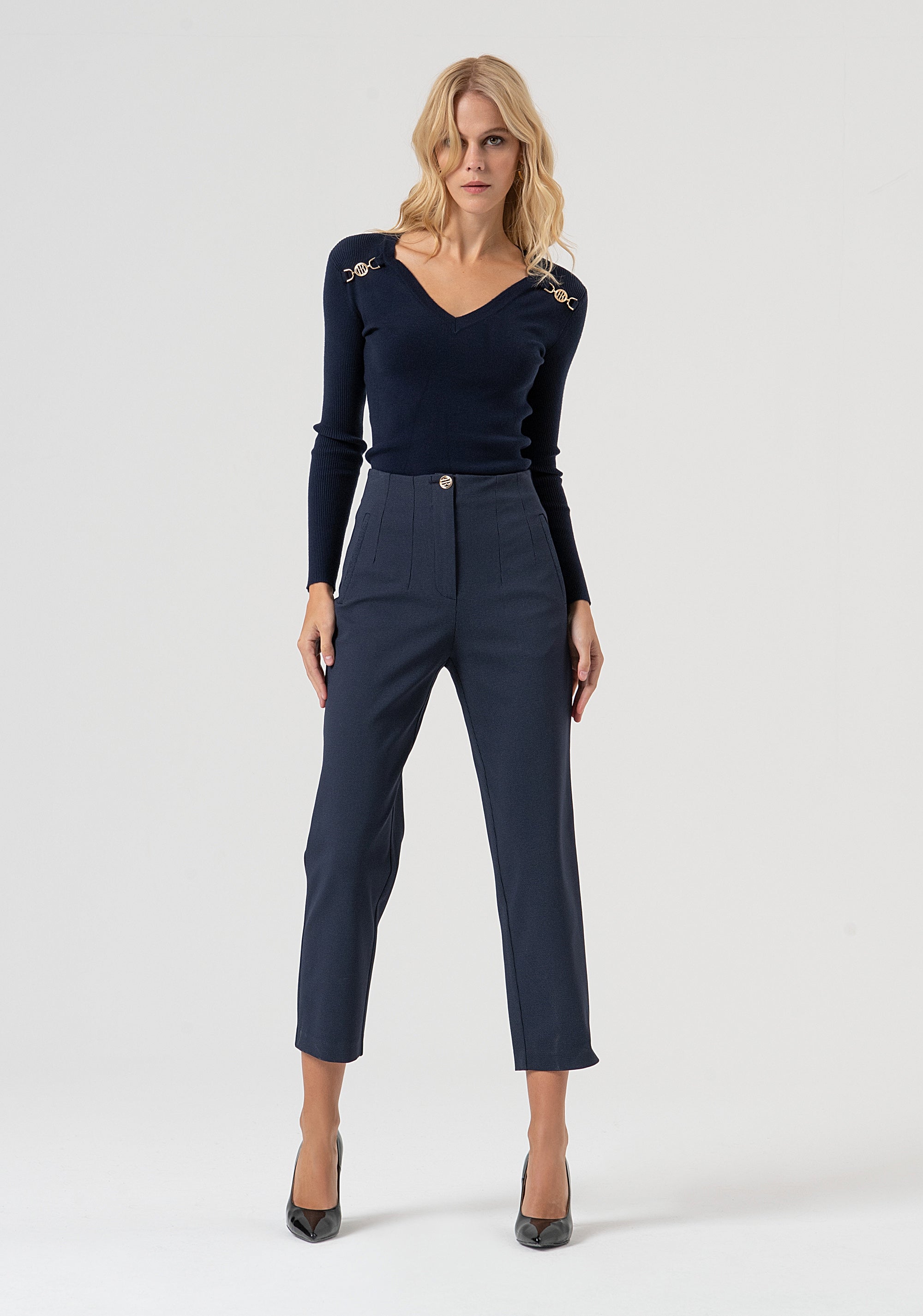 Pant slim fit with square pattern Fracomina FR25WV1009W72701-117-1