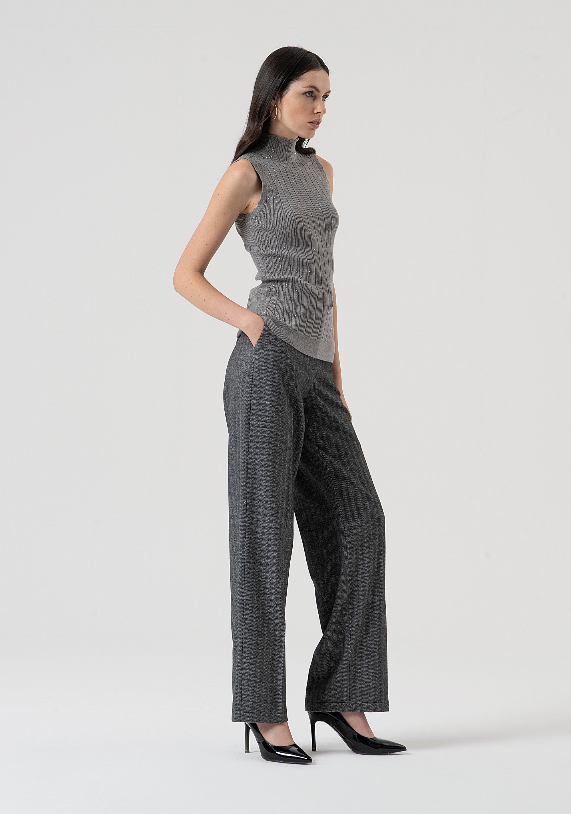Pant regular fit with herringbone pattern Fracomina FR25WV2004W492W5-159-2