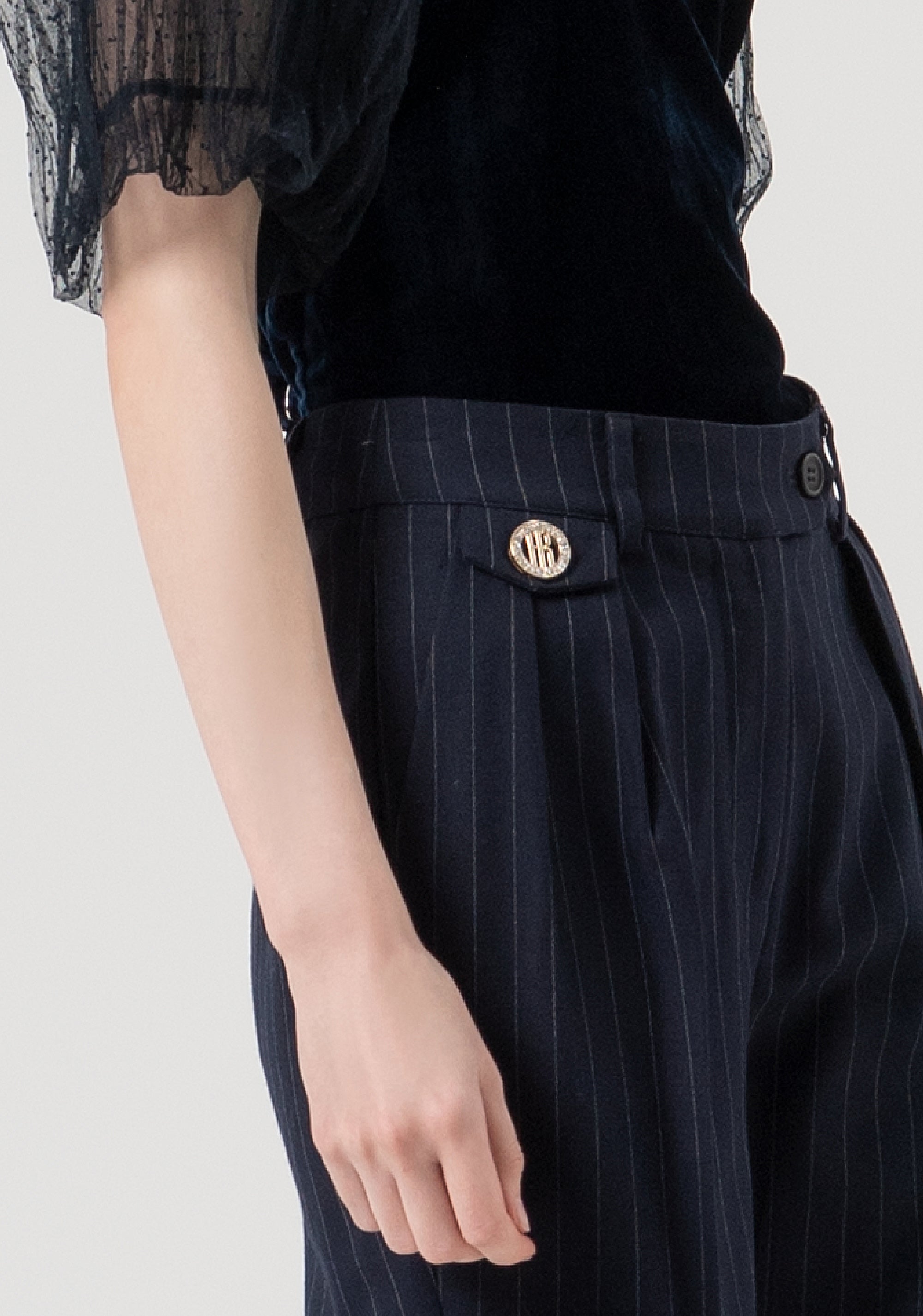 Pant flare with pinstriped pattern Fracomina FR25WV2005W813D4-117-2
