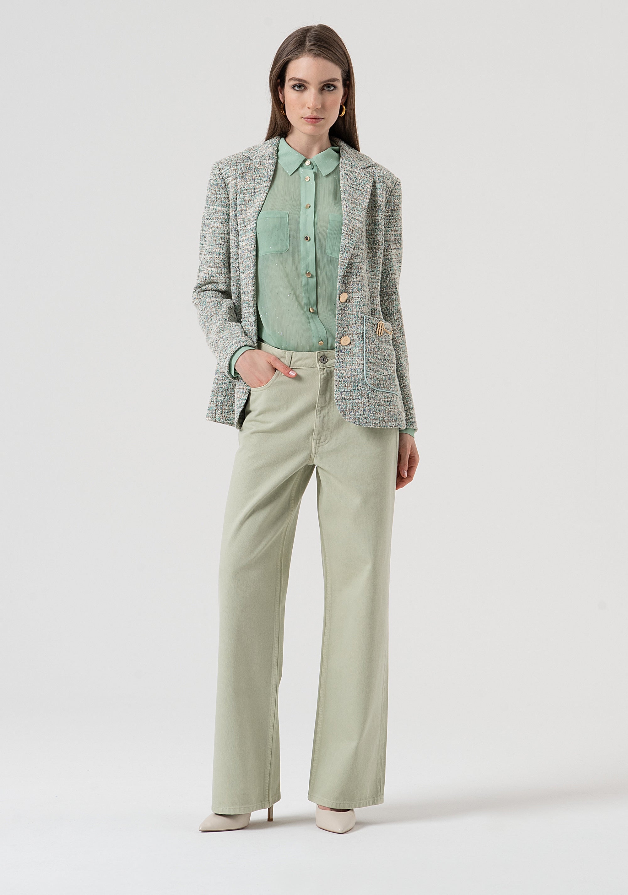 Pant wide leg made in bull cotton Fracomina FR25WV2007W61201-B08-5