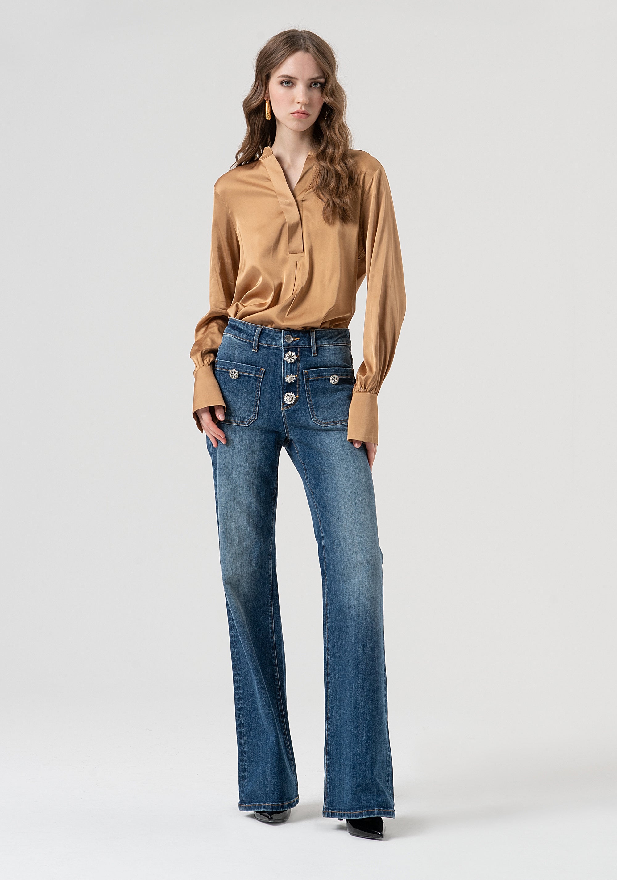 Jeans flare made in denim with middle wash Fracomina FR25WV2011D401P2-A99-1
