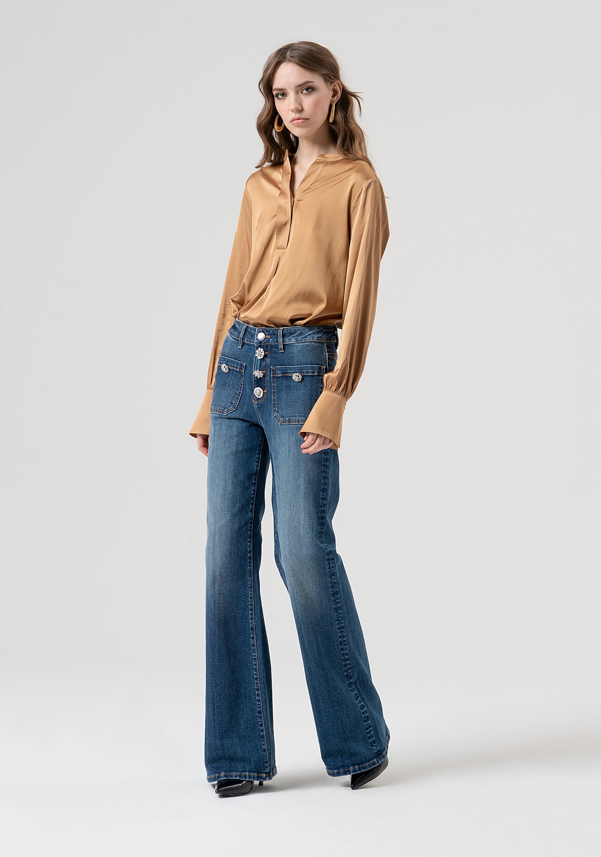 Jeans flare made in denim with middle wash Fracomina FR25WV2011D401P2-A99-3