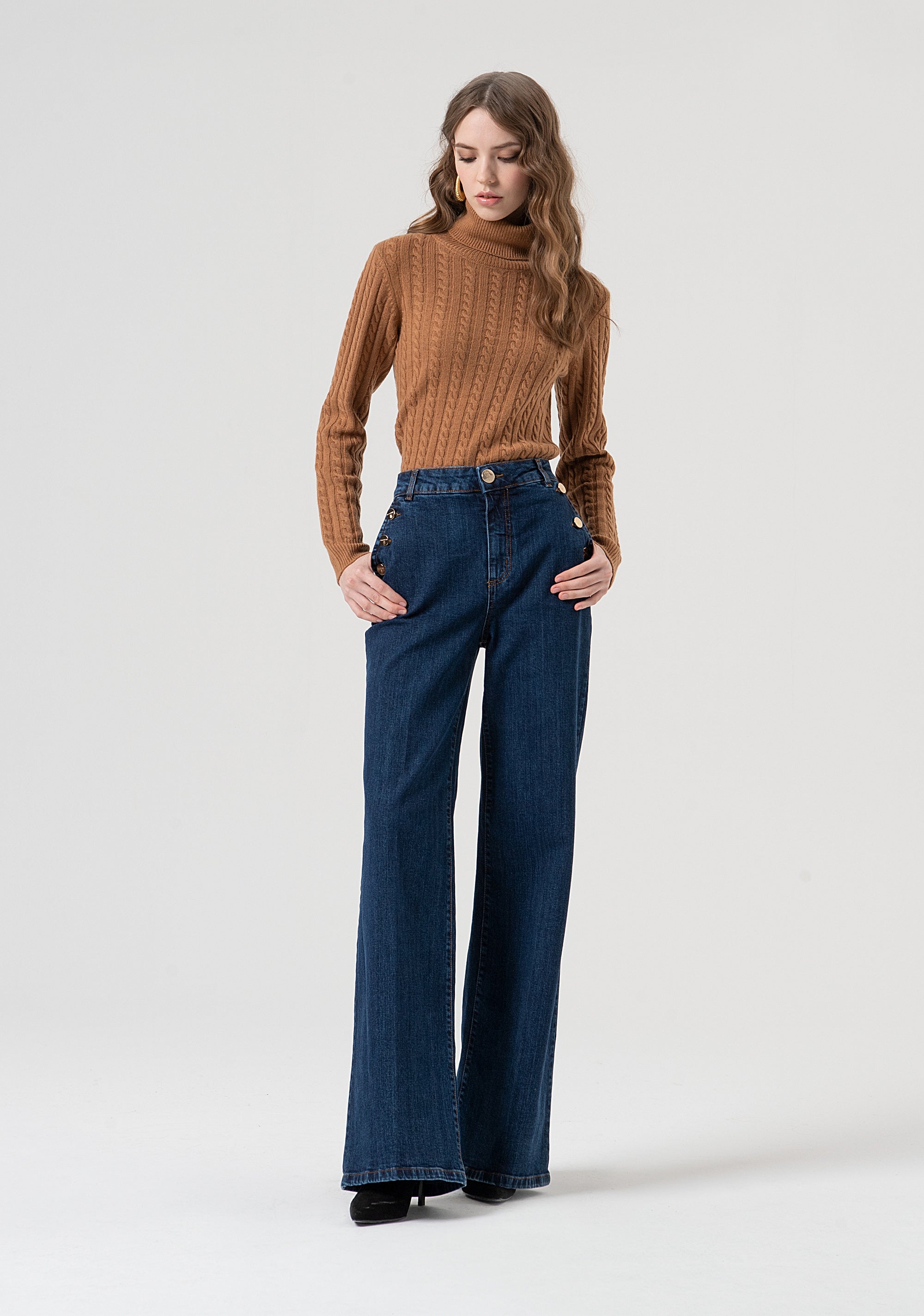 Pant flare made in denim with dark wash Fracomina FR25WV2025D45002-987-1