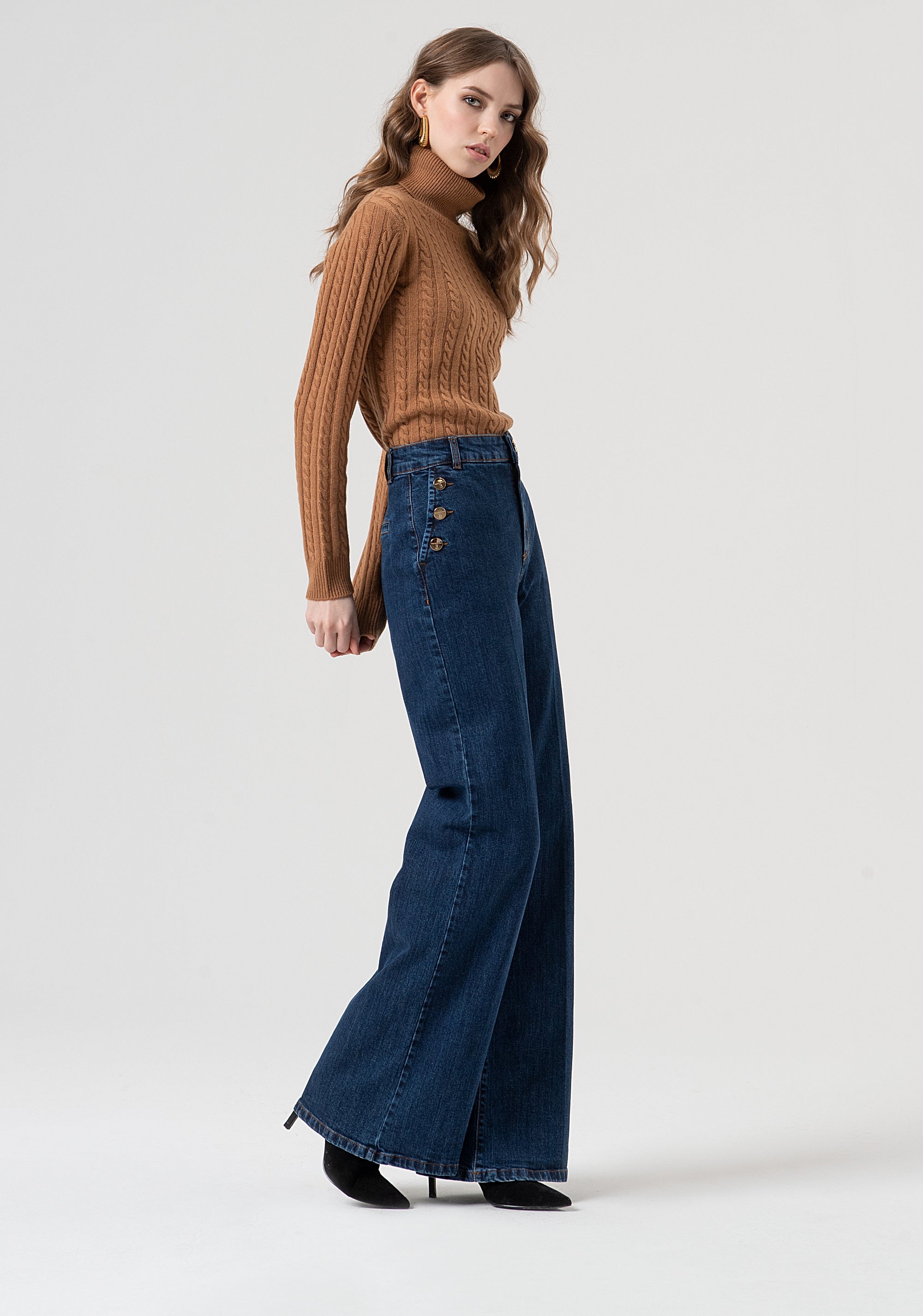 Pant flare made in denim with dark wash Fracomina FR25WV2025D45002-987-3