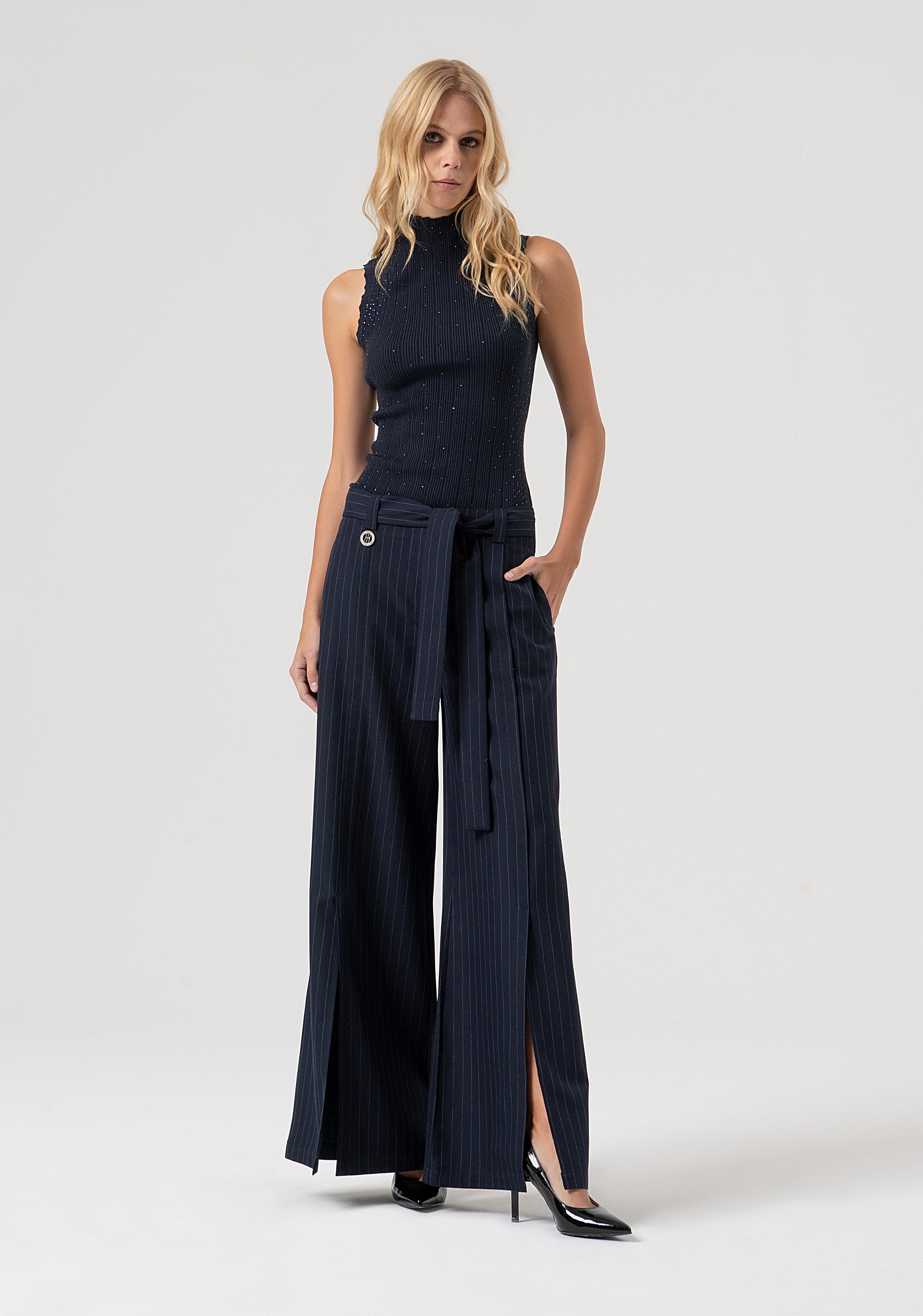 Pant flare with pinstriped fabric Fracomina FR25WV3008W813D4-117-1