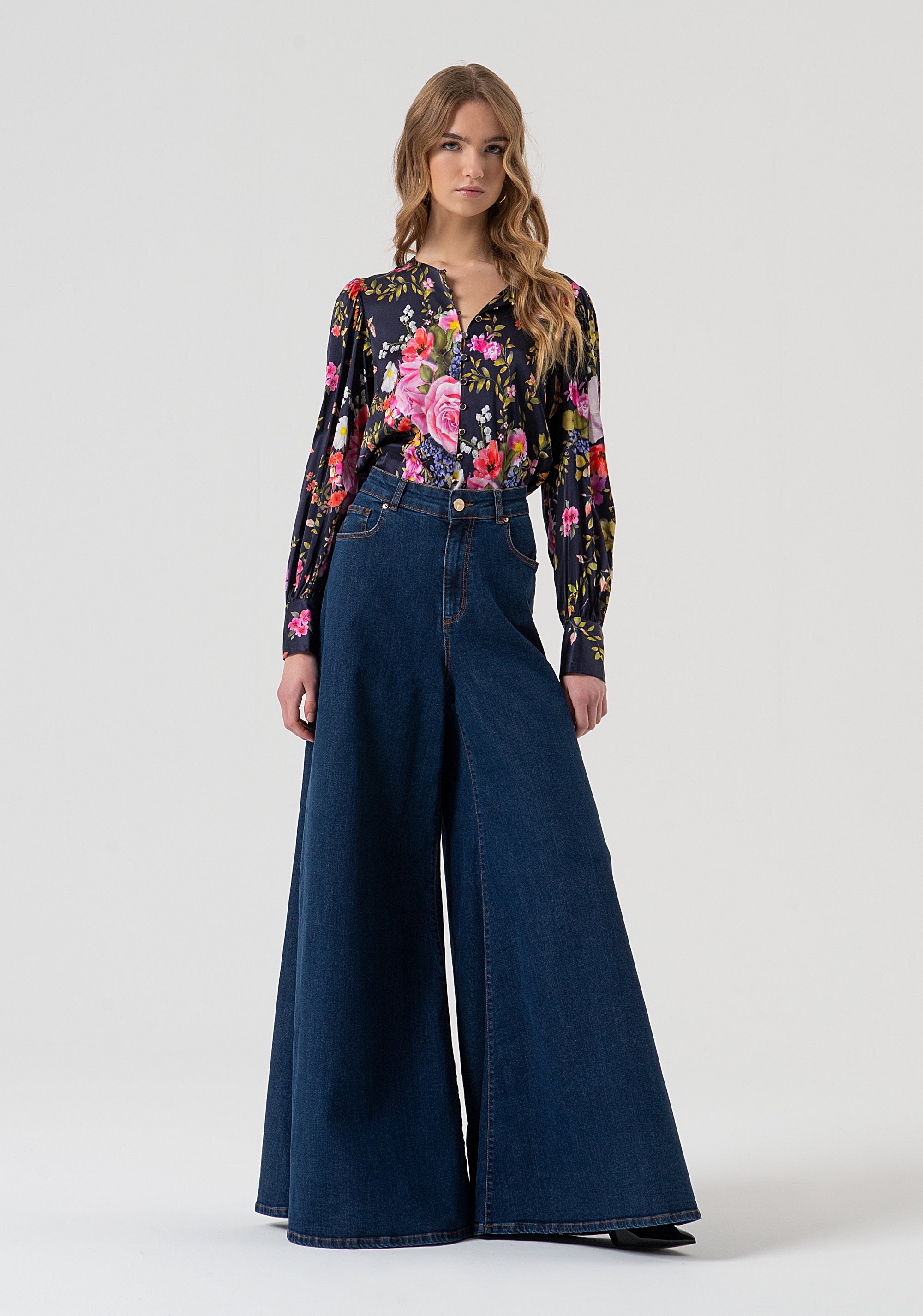 Jeans super flare made in denim with dark wash Fracomina FR25WV3014D46402-987-1