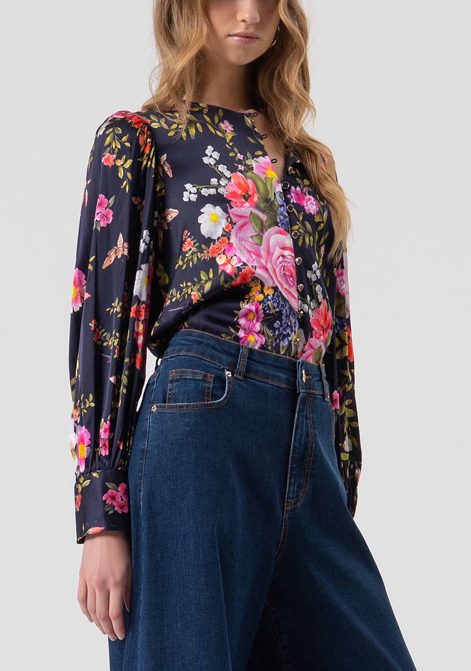 Jeans super flare made in denim with dark wash Fracomina FR25WV3014D46402-987-2