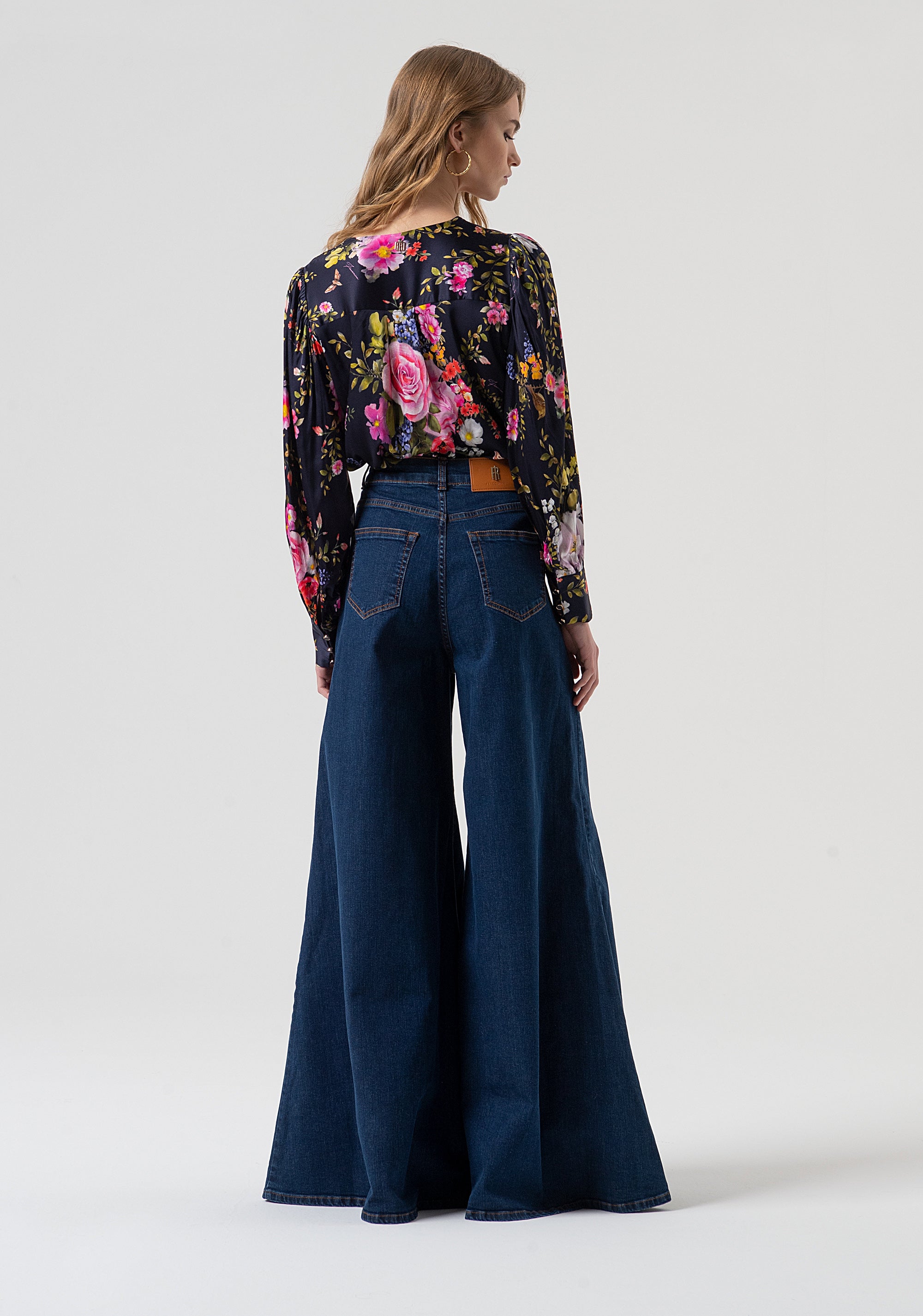 Jeans super flare made in denim with dark wash Fracomina FR25WV3014D46402-987-3