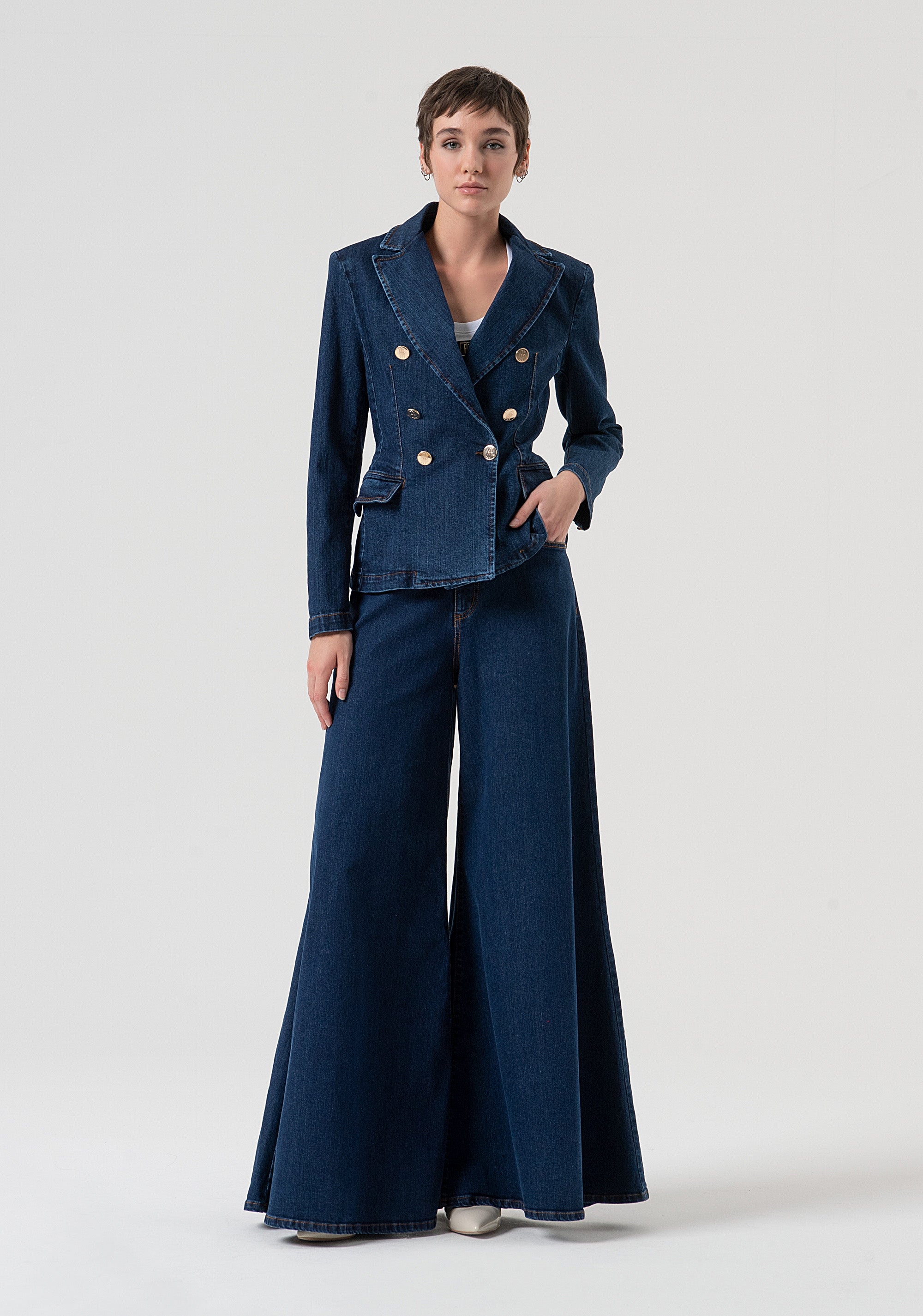 Jeans super flare made in denim with dark wash Fracomina FR25WV3014D46402-987-5