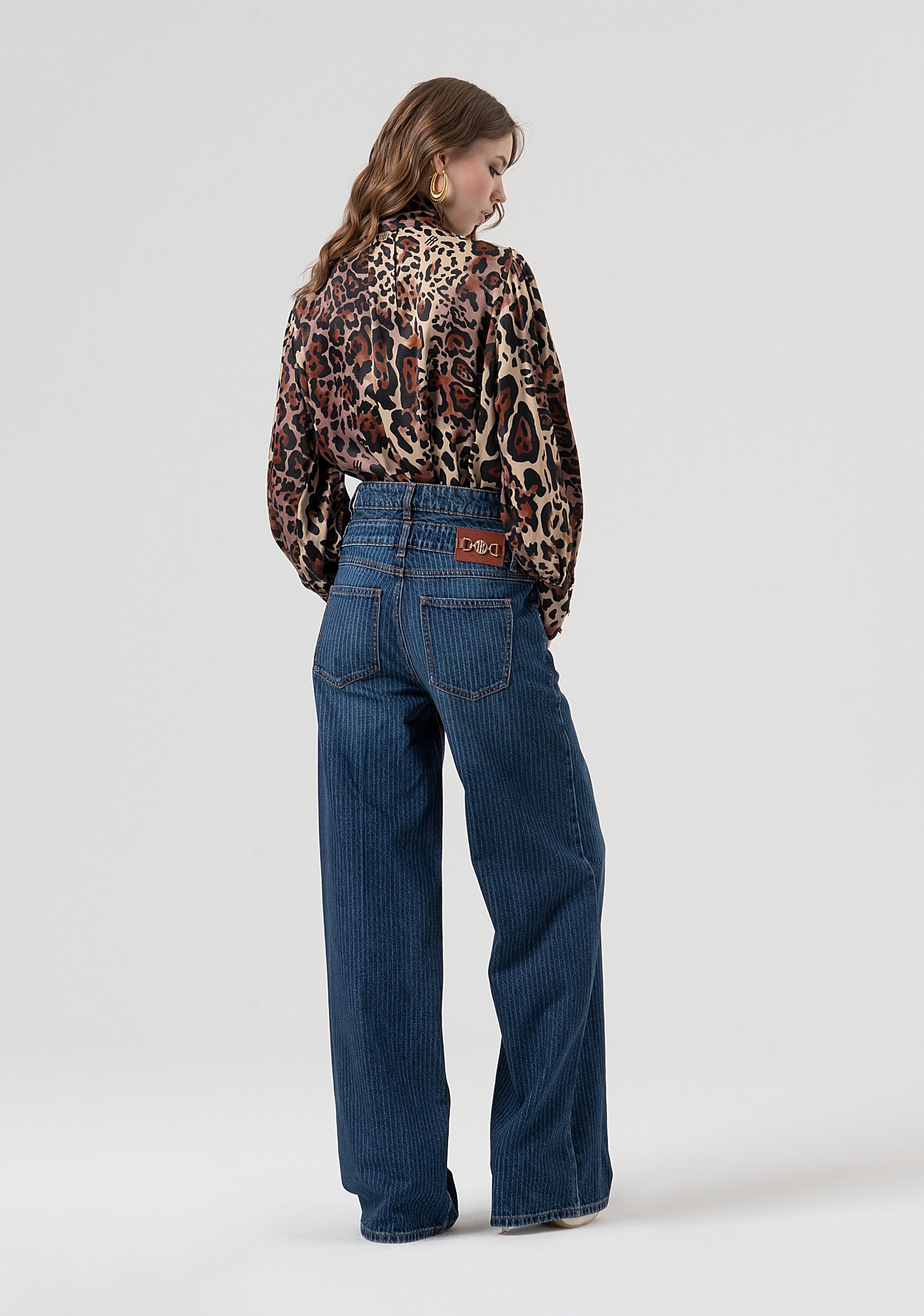 Jeans flare made in pinstriped denim with vintage wash Fracomina FR25WV3020D419F8-T64-5