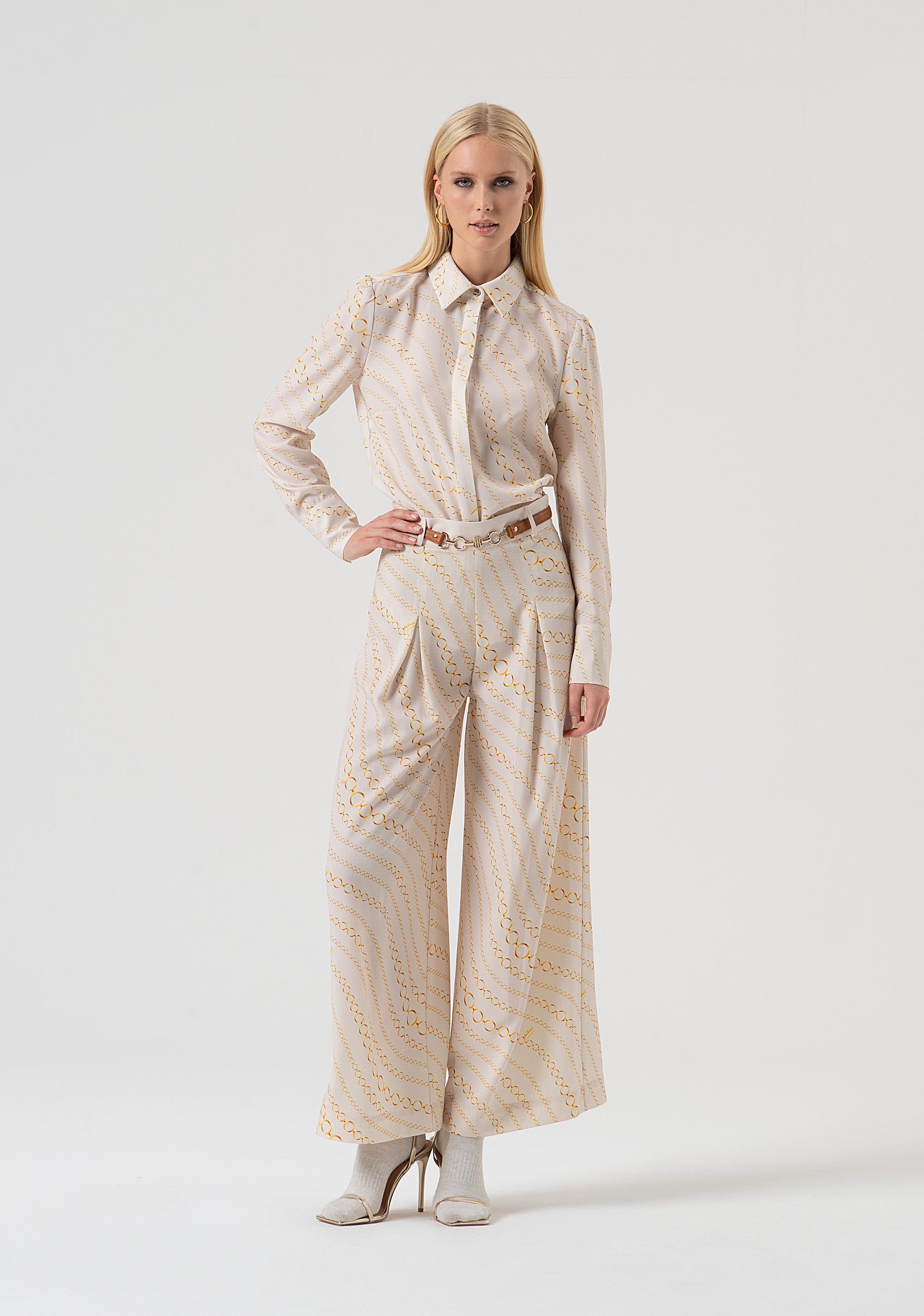 Pant flare with geometric pattern Fracomina FR25WV3022W436R8-508-1