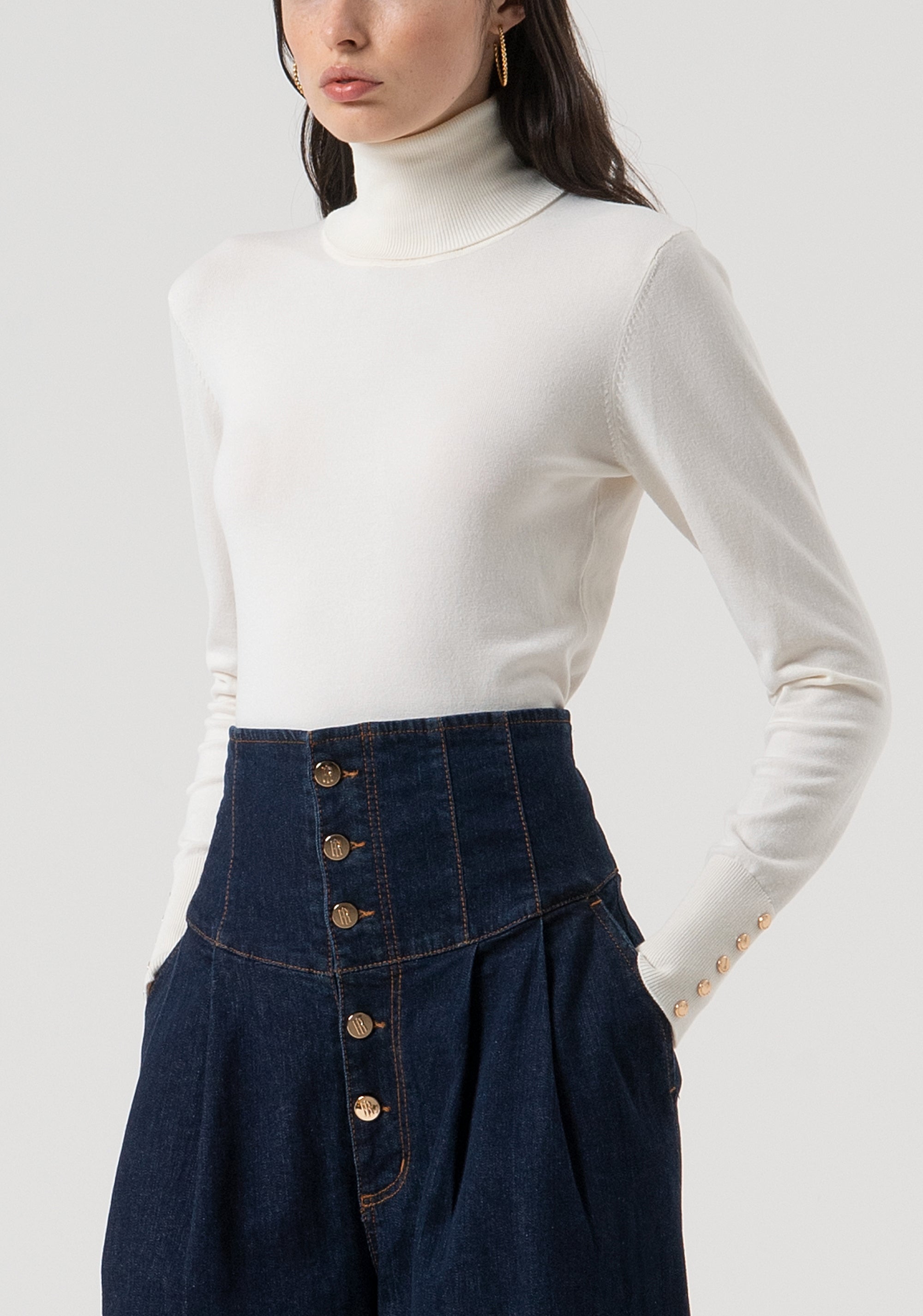 Palazzo pant jeans wide fit made in denim with dark wash Fracomina FR25WV3024D46493-L23-2
