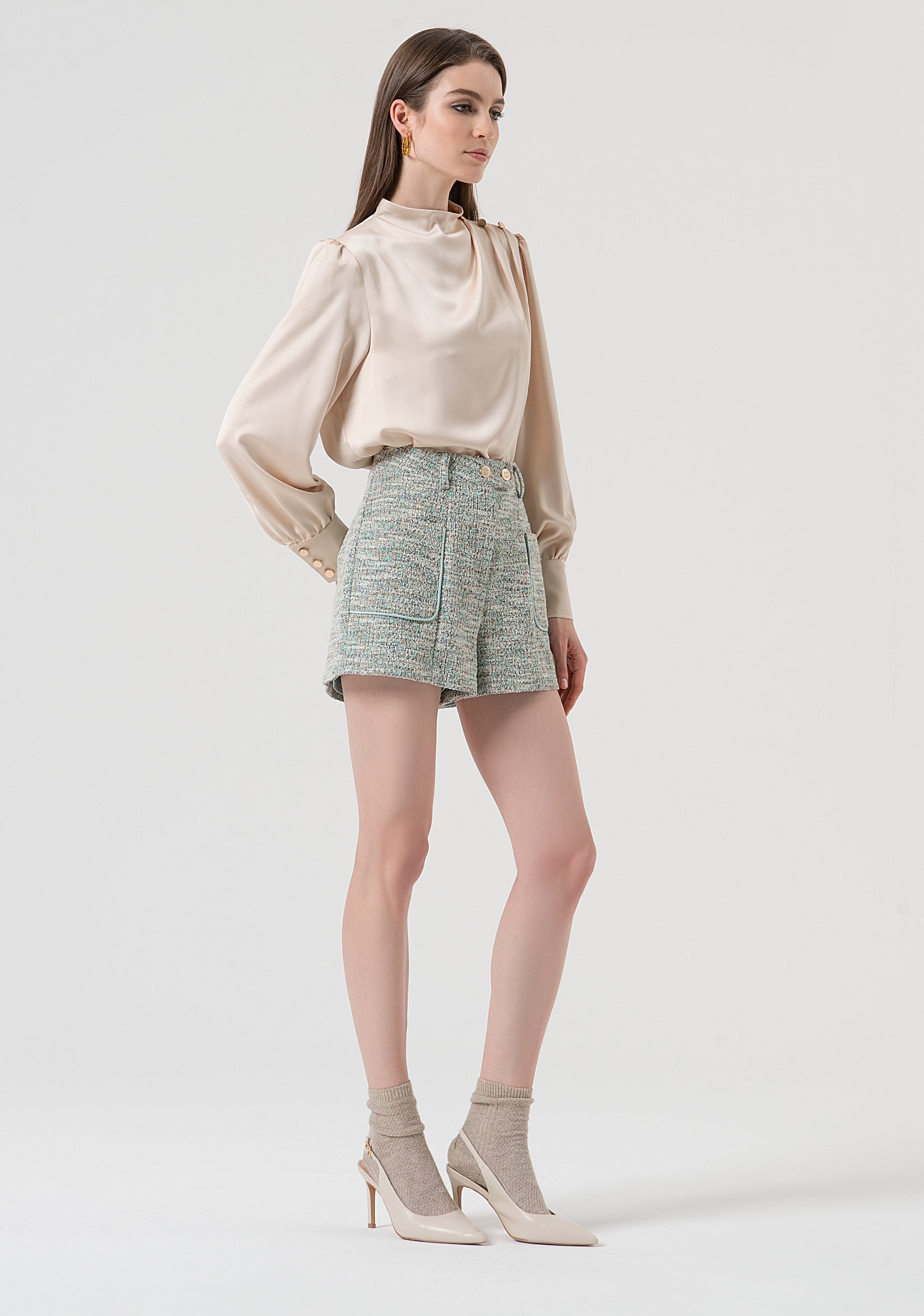 Short pant regular fit made in tweed Fracomina FR25WV6006W814S9-210-2