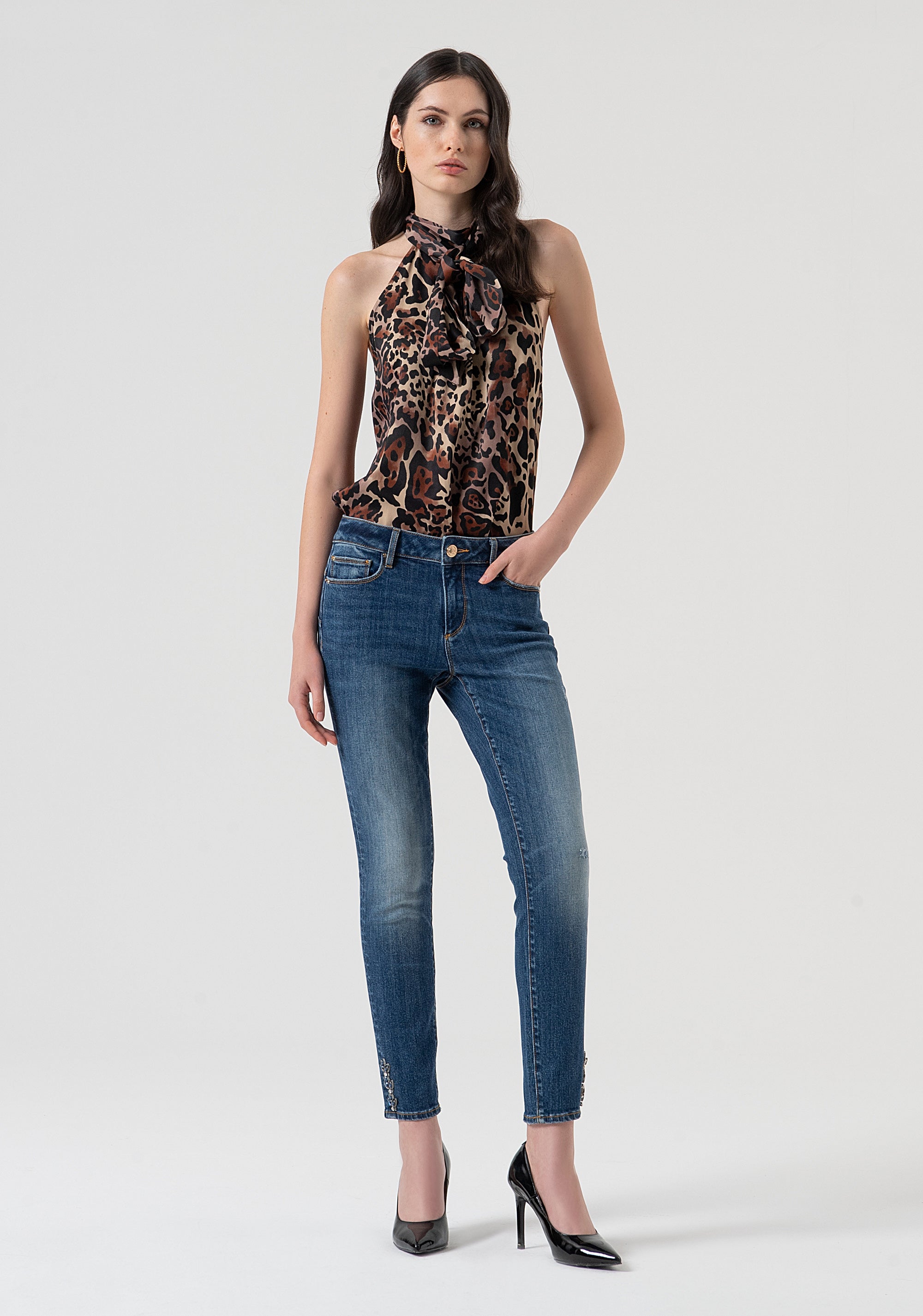 Jeans slim fit with push-up effect made in denim with middle wash Fracomina FR25WV8000D401P2-A99-1