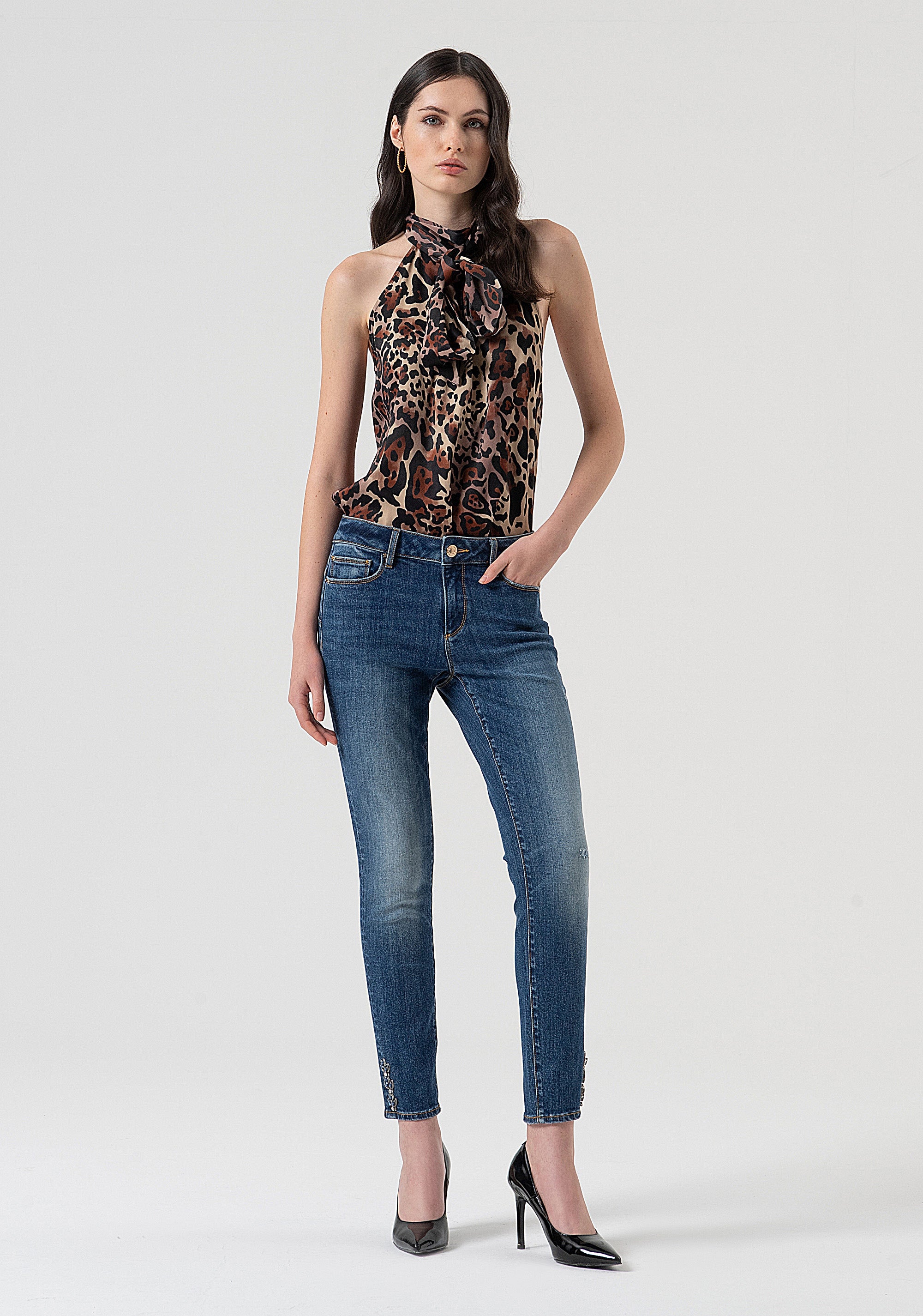 Jeans slim fit with push-up effect made in denim with middle wash Fracomina FR25WV8000D401P2-A99-5