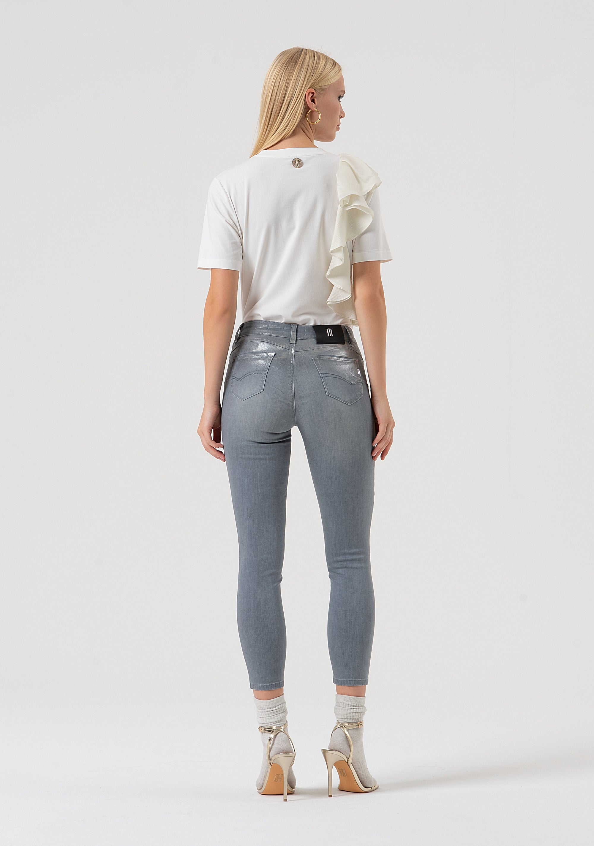 Jeans slim fit with push-up effect made in grey denim with coating Fracomina FR25WV8000D408P9-T54-4