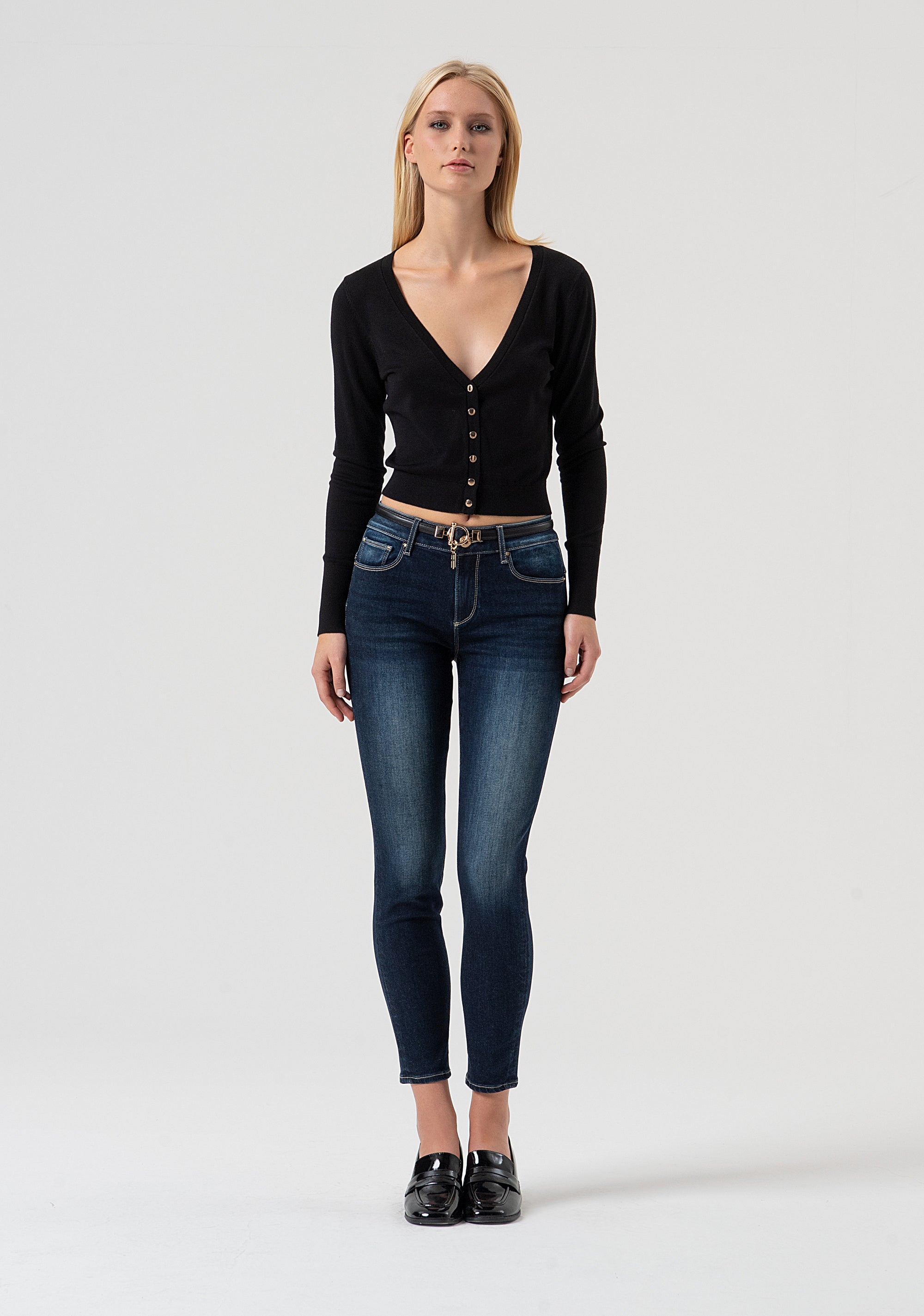 Jeans slim fit with push-up effect made in denim with dark wash Fracomina FR25WV8000D46001-117-1