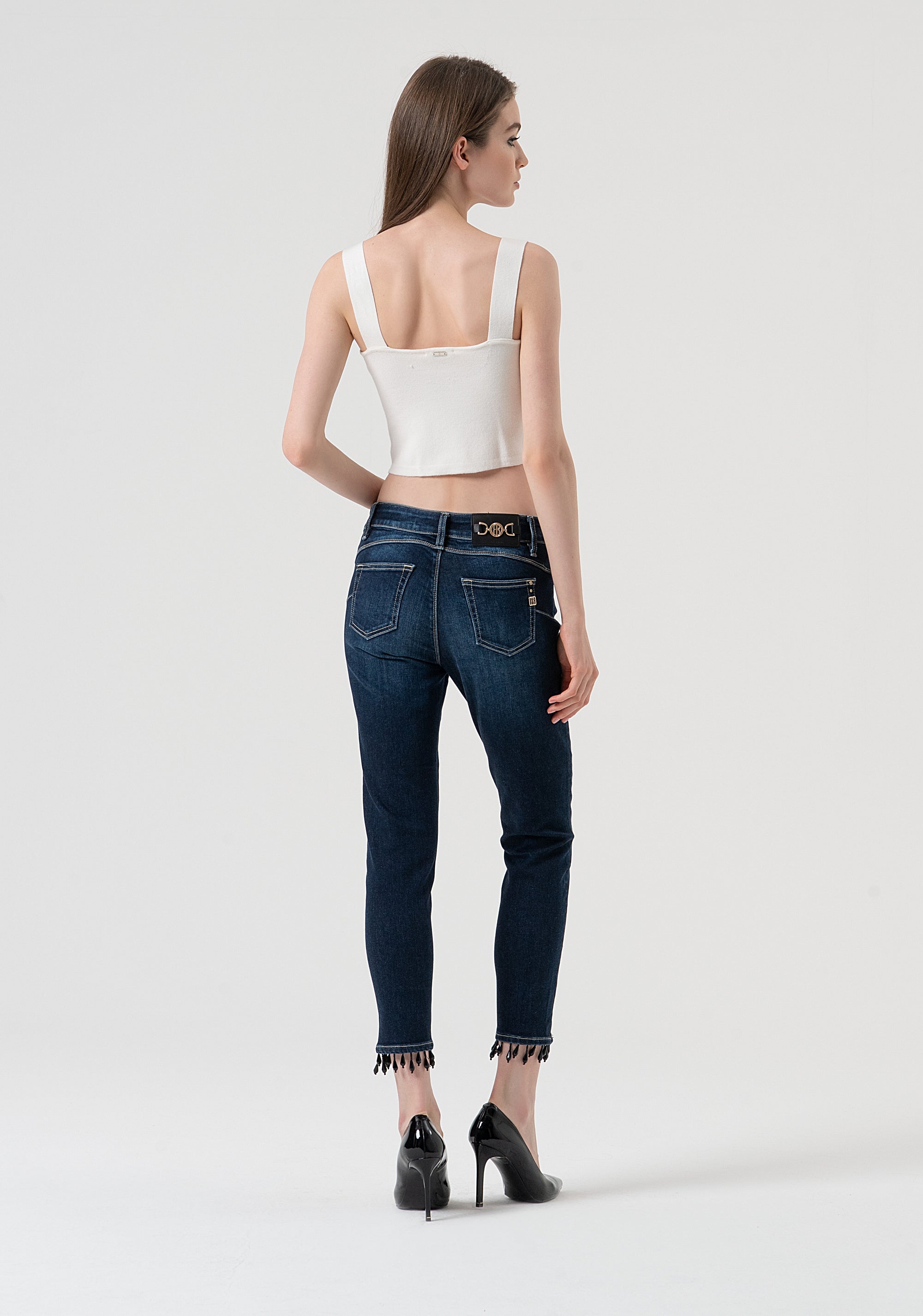 Jeans slim fit cropped with push-up effect made in denim with dark wash Fracomina FR25WV9002D46001-117-4