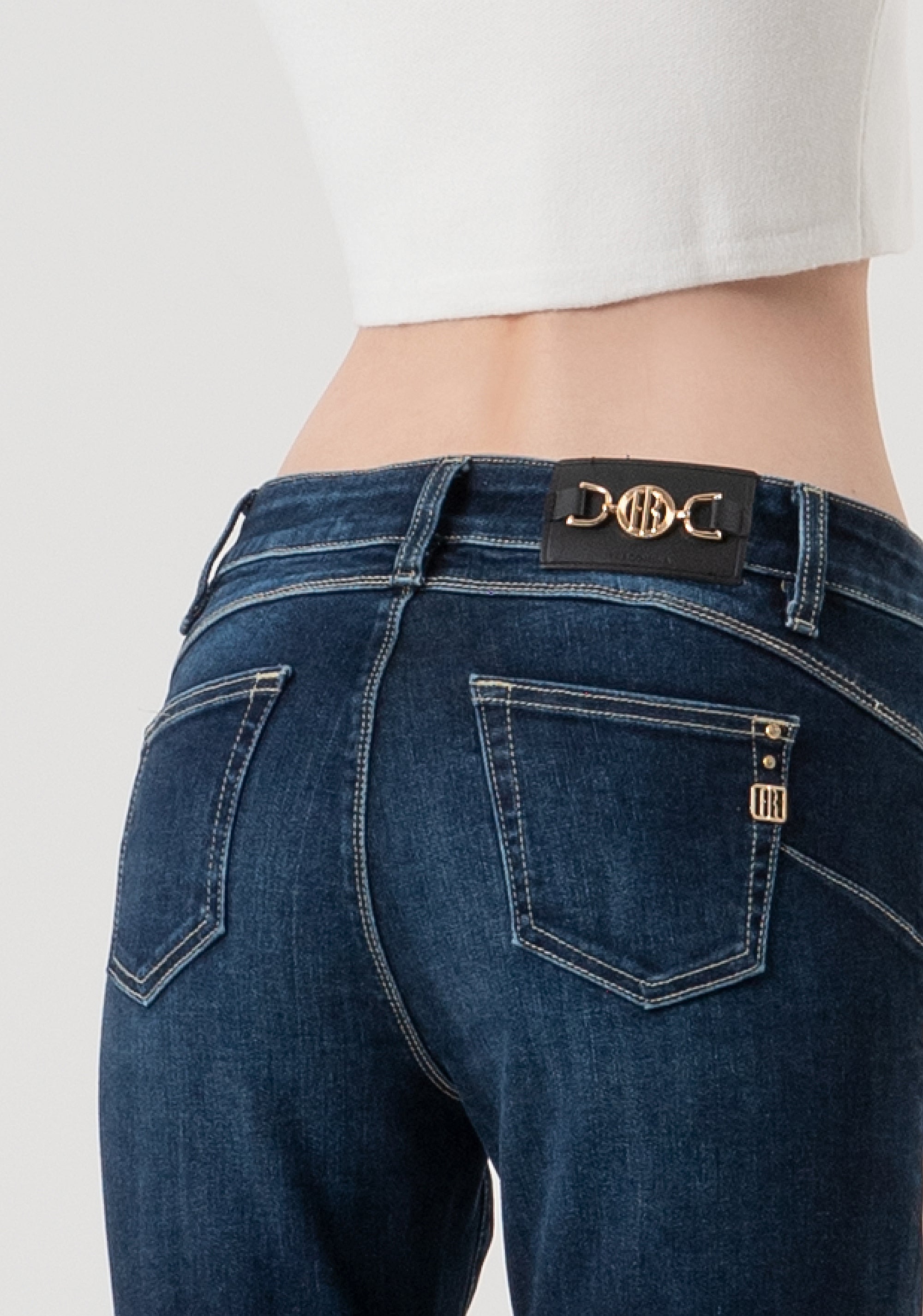 Jeans slim fit cropped with push-up effect made in denim with dark wash Fracomina FR25WV9002D46001-117-5