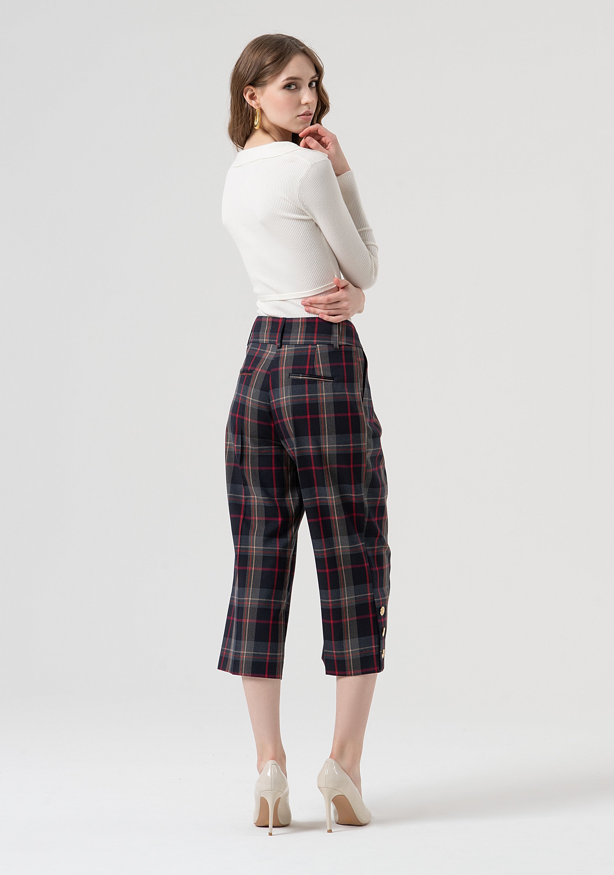 Carrot pant cropped made in tartan fabric Fracomina FR25WV9006W45995-T62-4